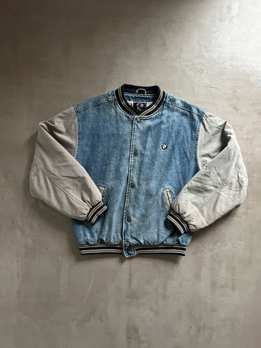 BLUE/CREME BMW JEANS JACKET - 1990S - L