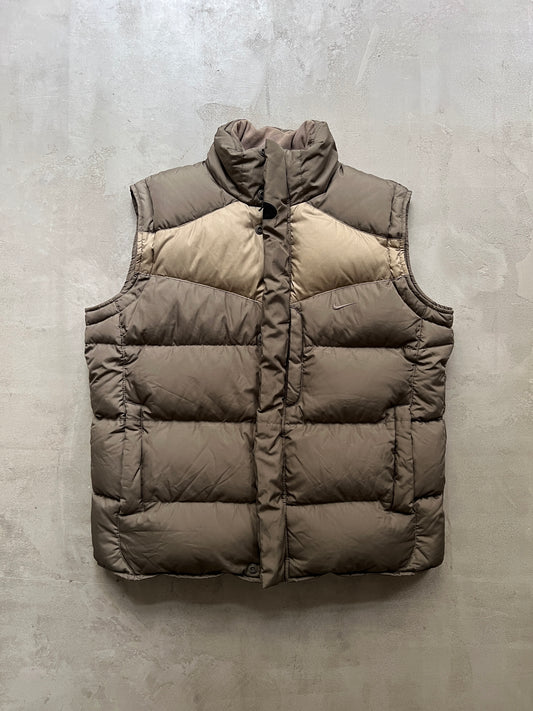 KHAKI/OLIVE NIKE PUFFER VEST - 2000S - L