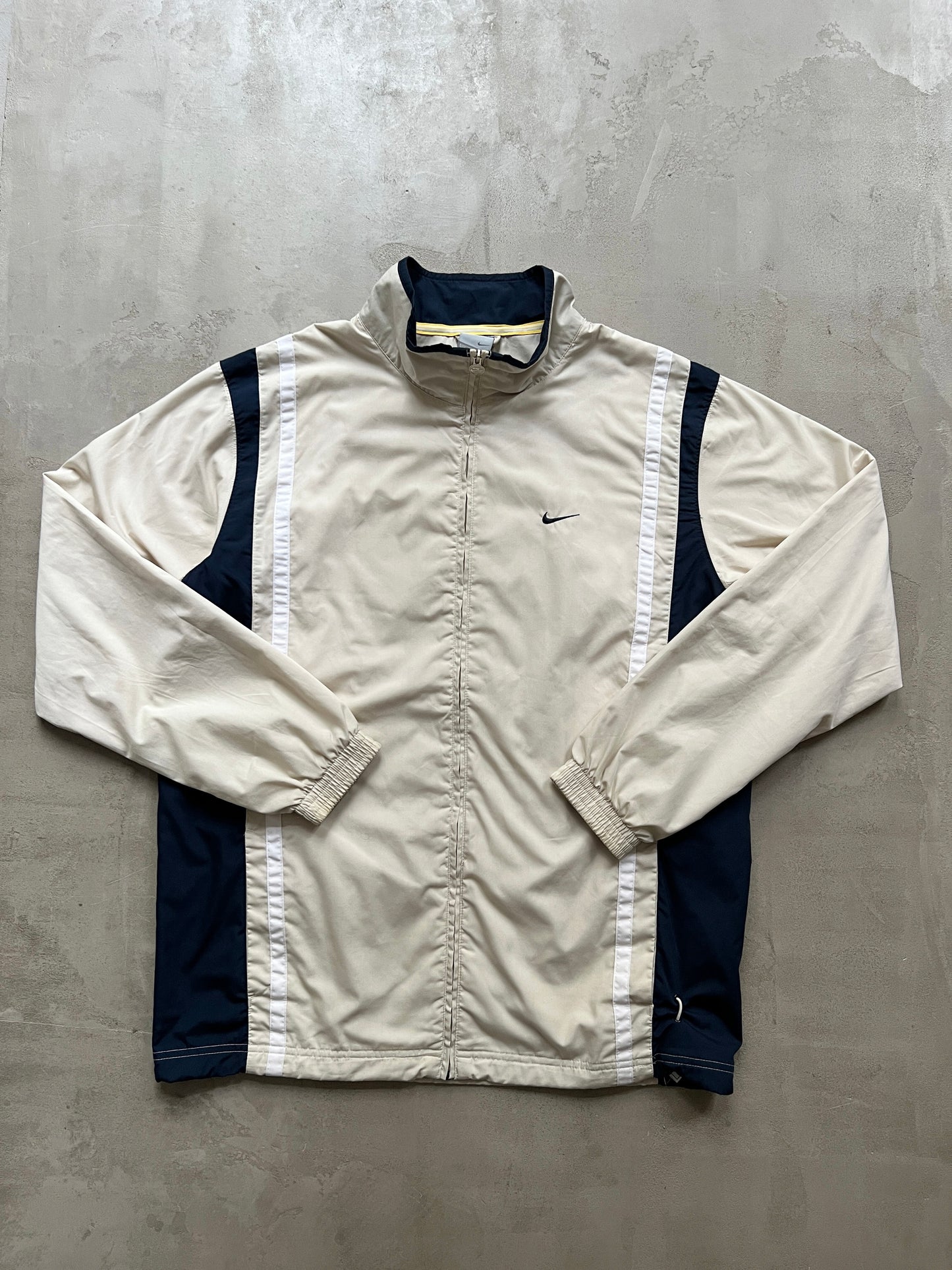 LIGHT BEIGE/NAVY NIKE TRACK JACKET - 2000S - XL