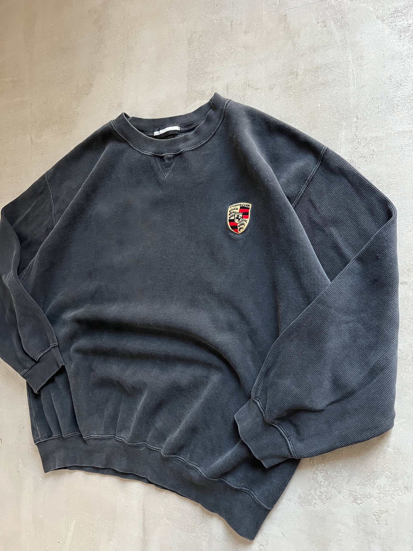 BLACK PORSCHE SWEATER - 1990S - L/M