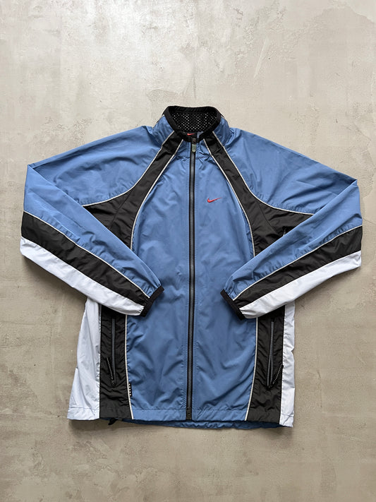 BLUE/BLACK NIKE REFLECTIVE TRACK JACKET - 1990S - L