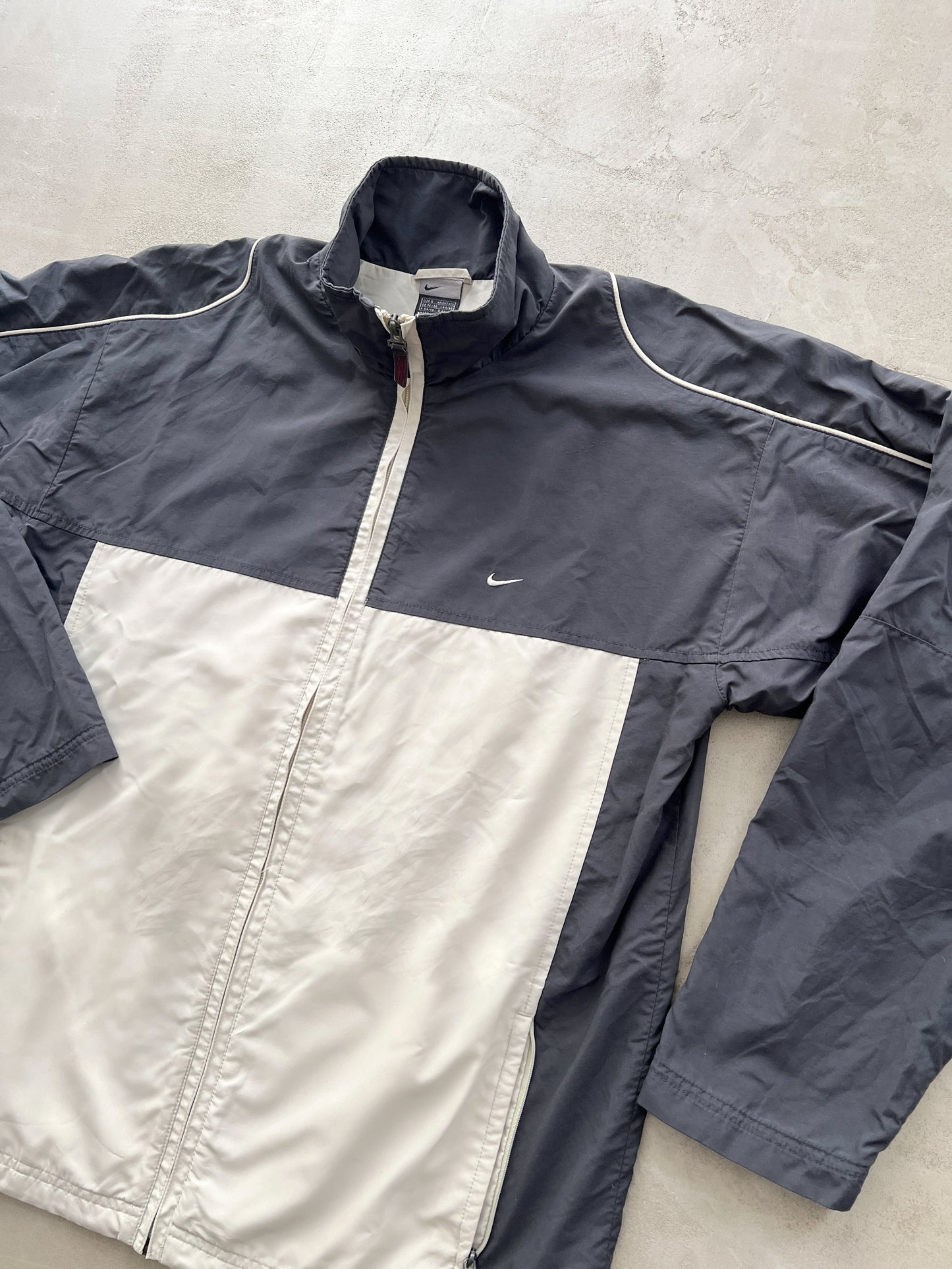 LIGHT BEIGE/GREY NIKE TRACK JACKET - 2000S - L