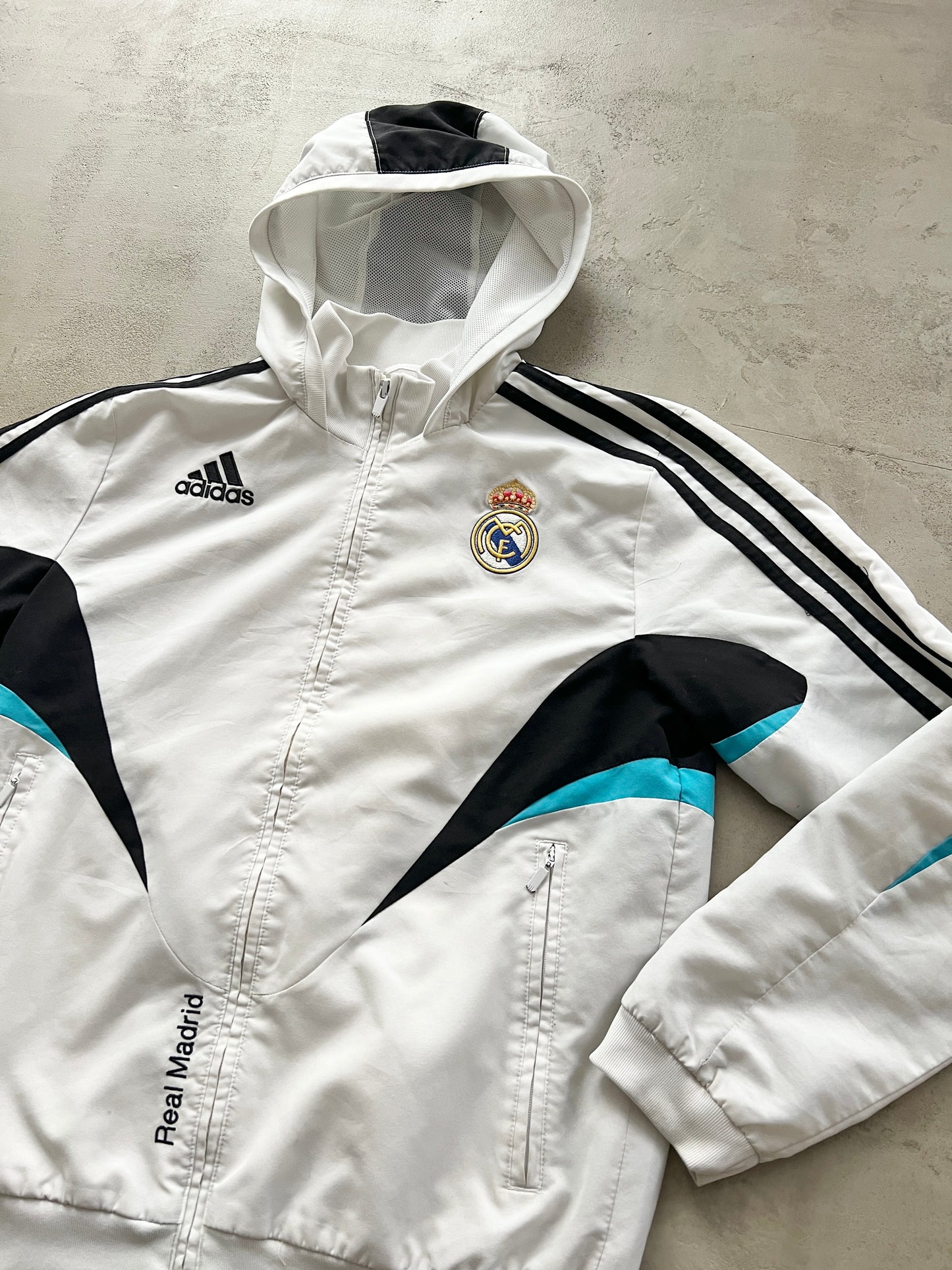 WHITE/BABY BLUE REAL MADRID ZIP UP - 2000S - S/M