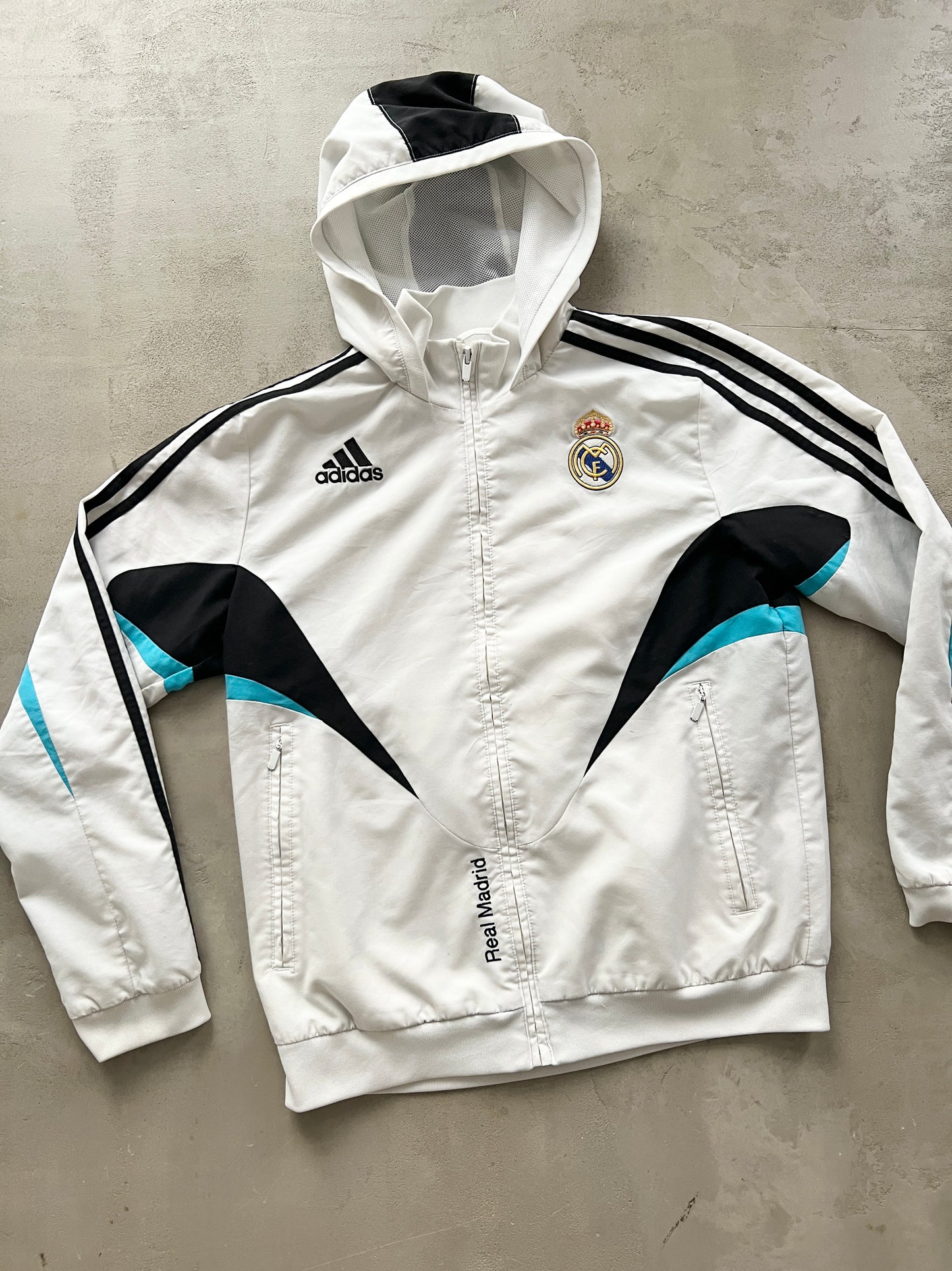 WHITE/BABY BLUE REAL MADRID ZIP UP - 2000S - S/M