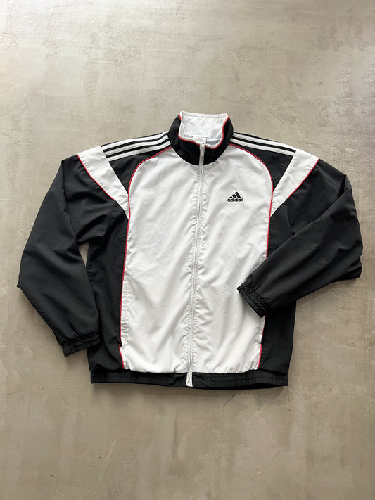 WHITE/BLACK ADIDAS TRACK JACKET - L/XL