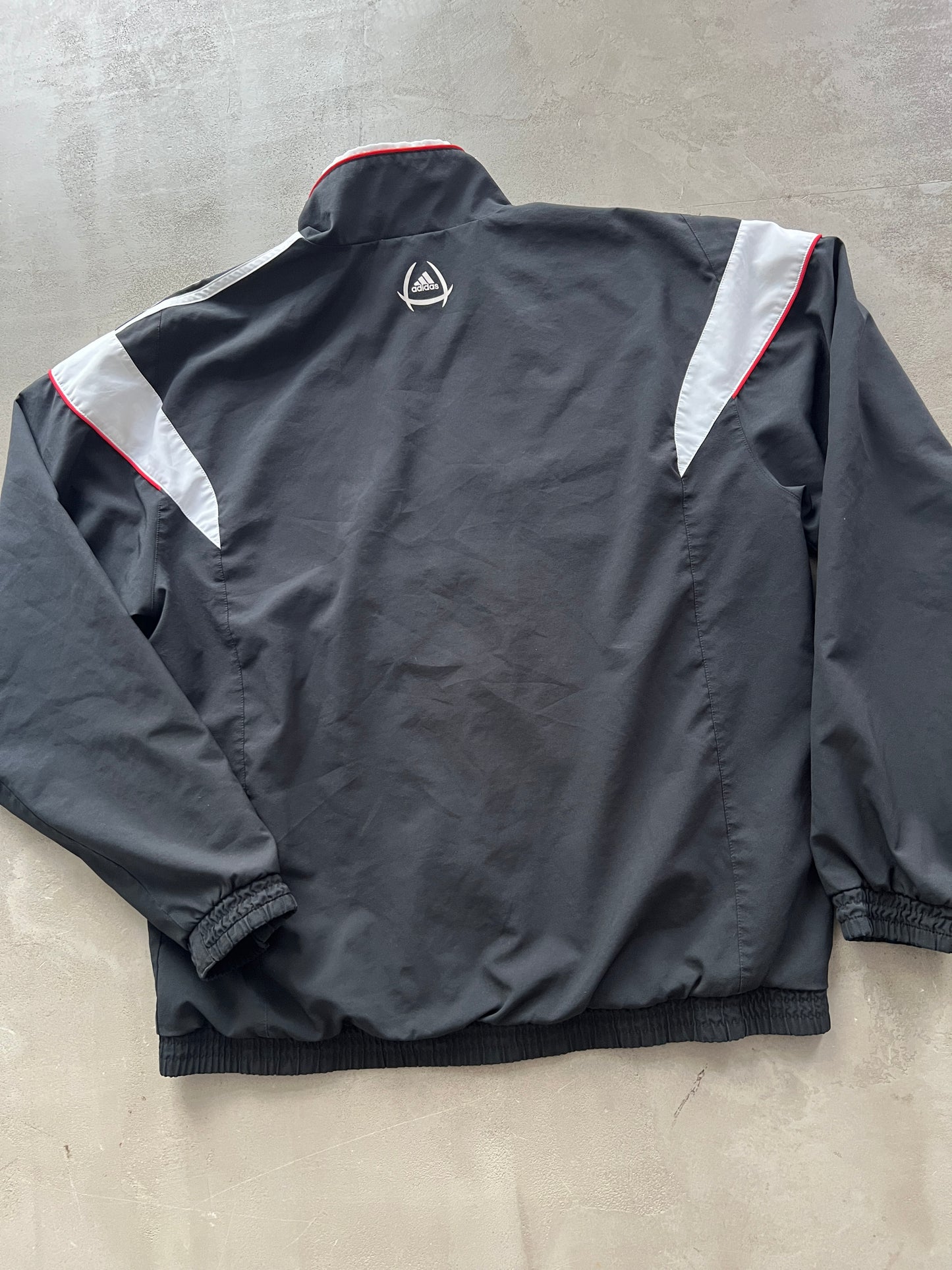 WHITE/BLACK ADIDAS TRACK JACKET - L/XL