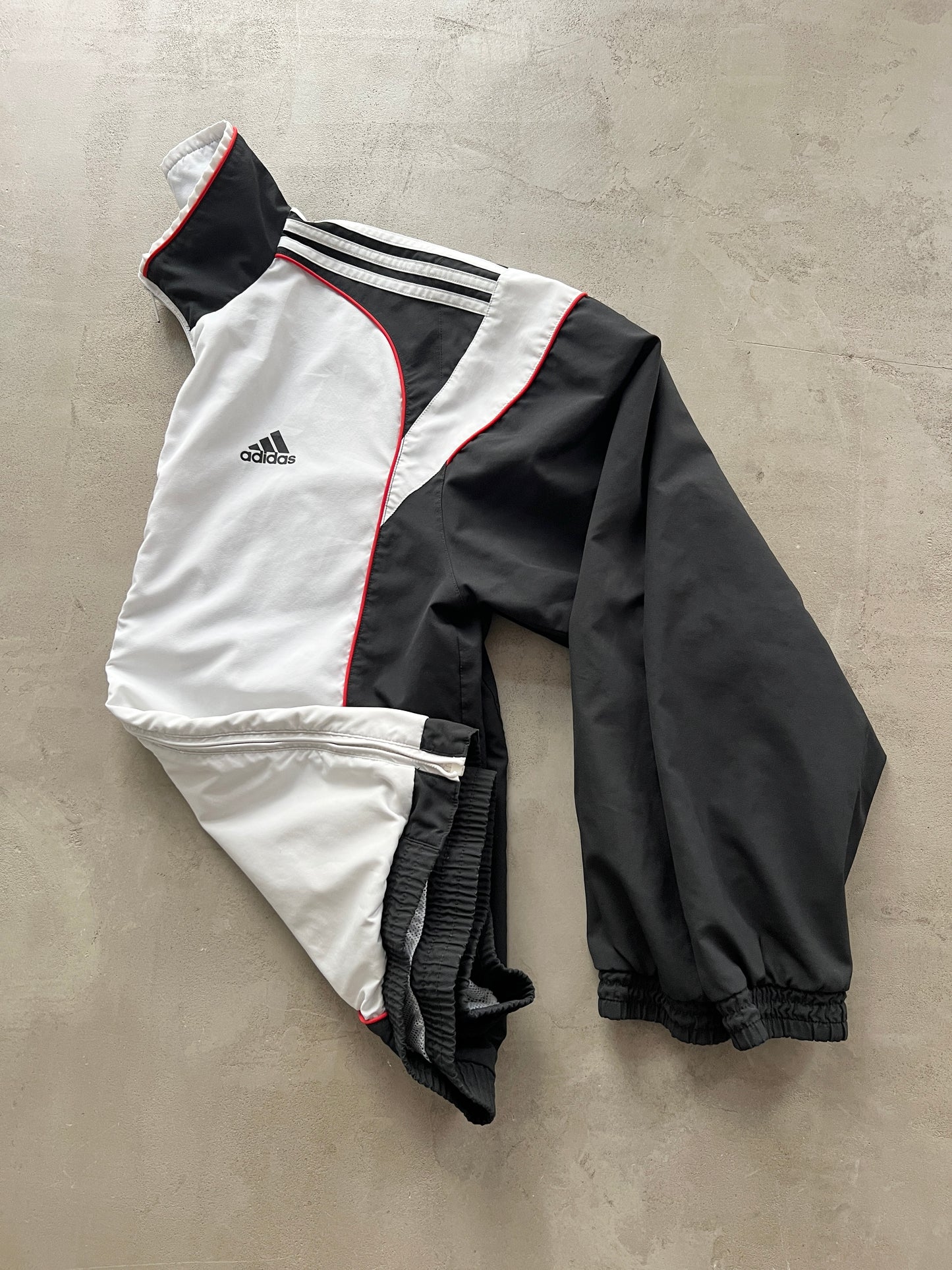 WHITE/BLACK ADIDAS TRACK JACKET - L/XL