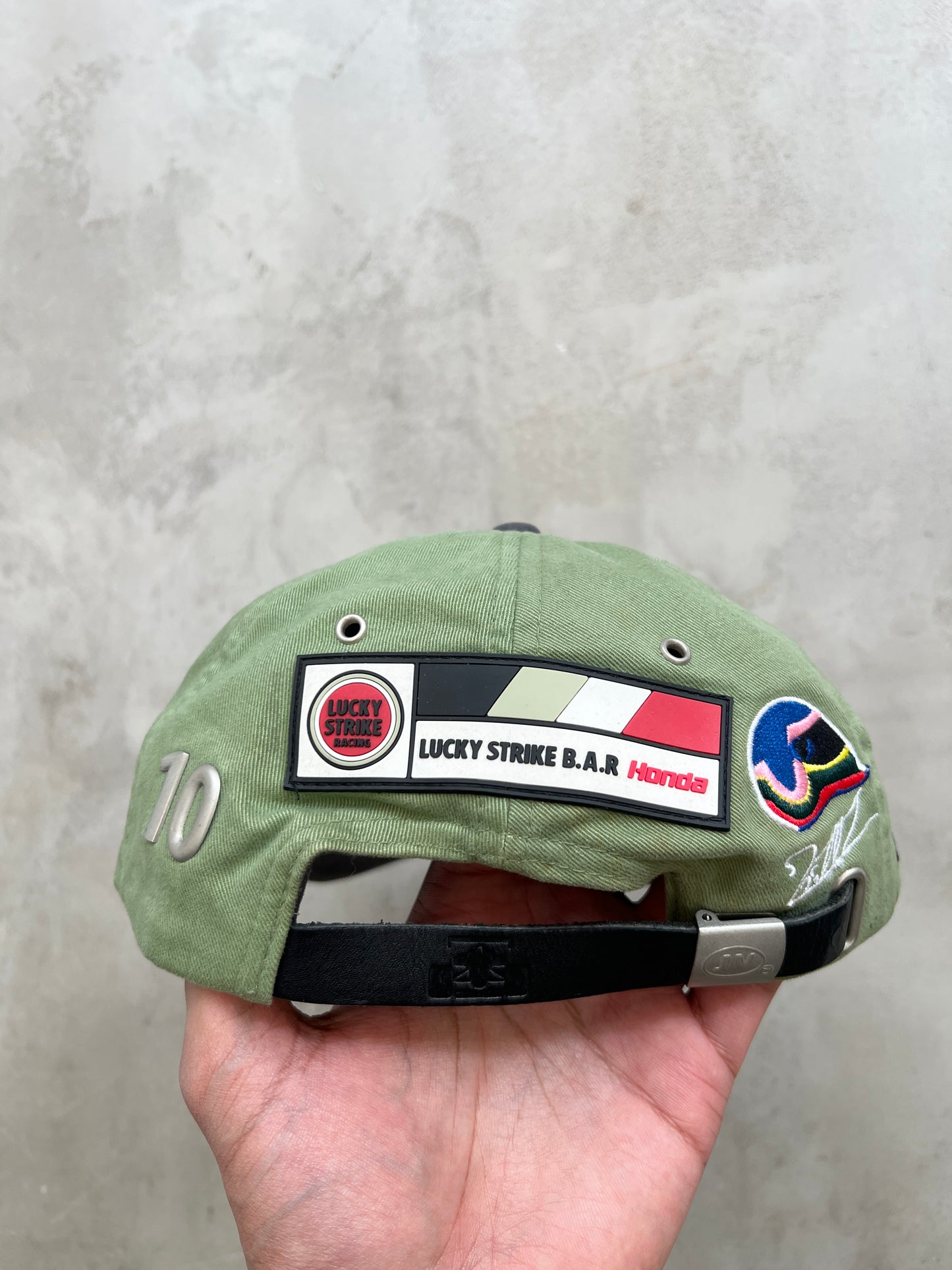 OLIVE GREEN LUCKY STRIKE X HONDA RACING CAP - 1990S