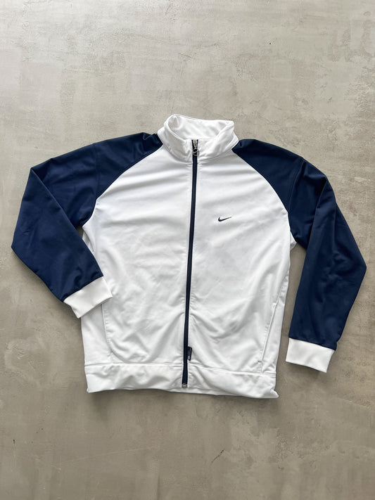 WHITE/NAVY NIKE TRACK JACKET - 2000S - M