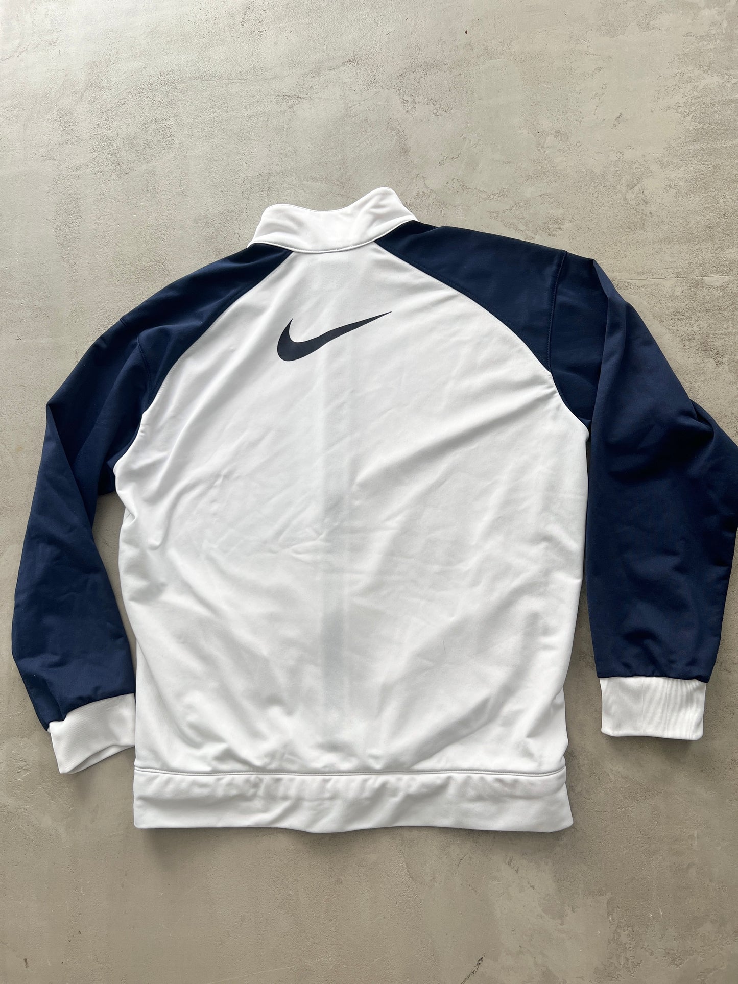 WHITE/NAVY NIKE TRACK JACKET - 2000S - M