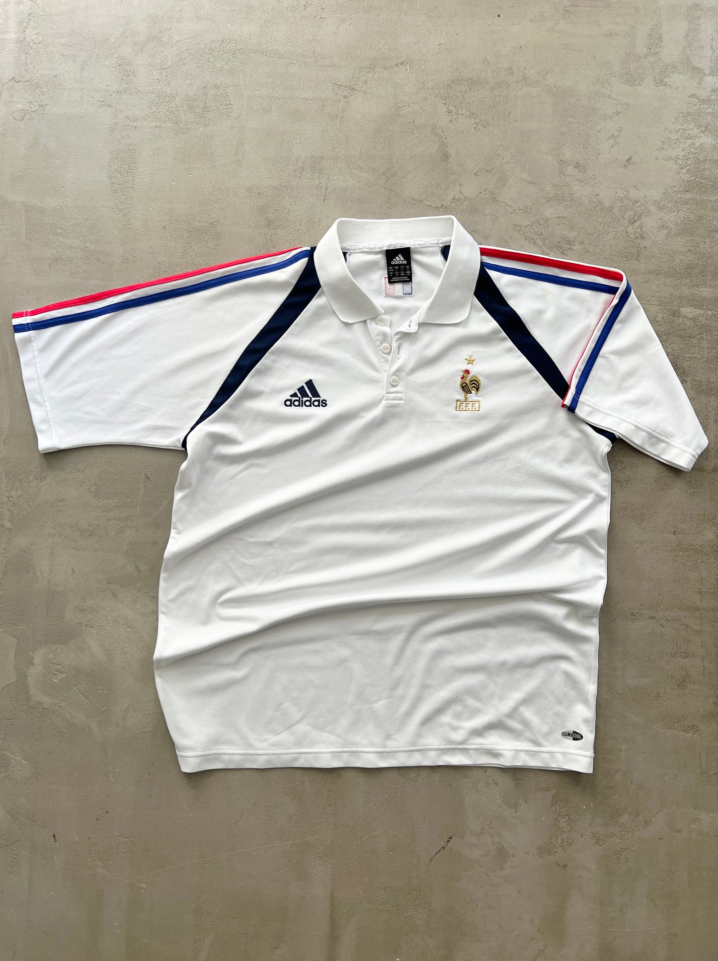 WHITE ADIDAS FRANCE POLO JERSEY - 2000S - XL