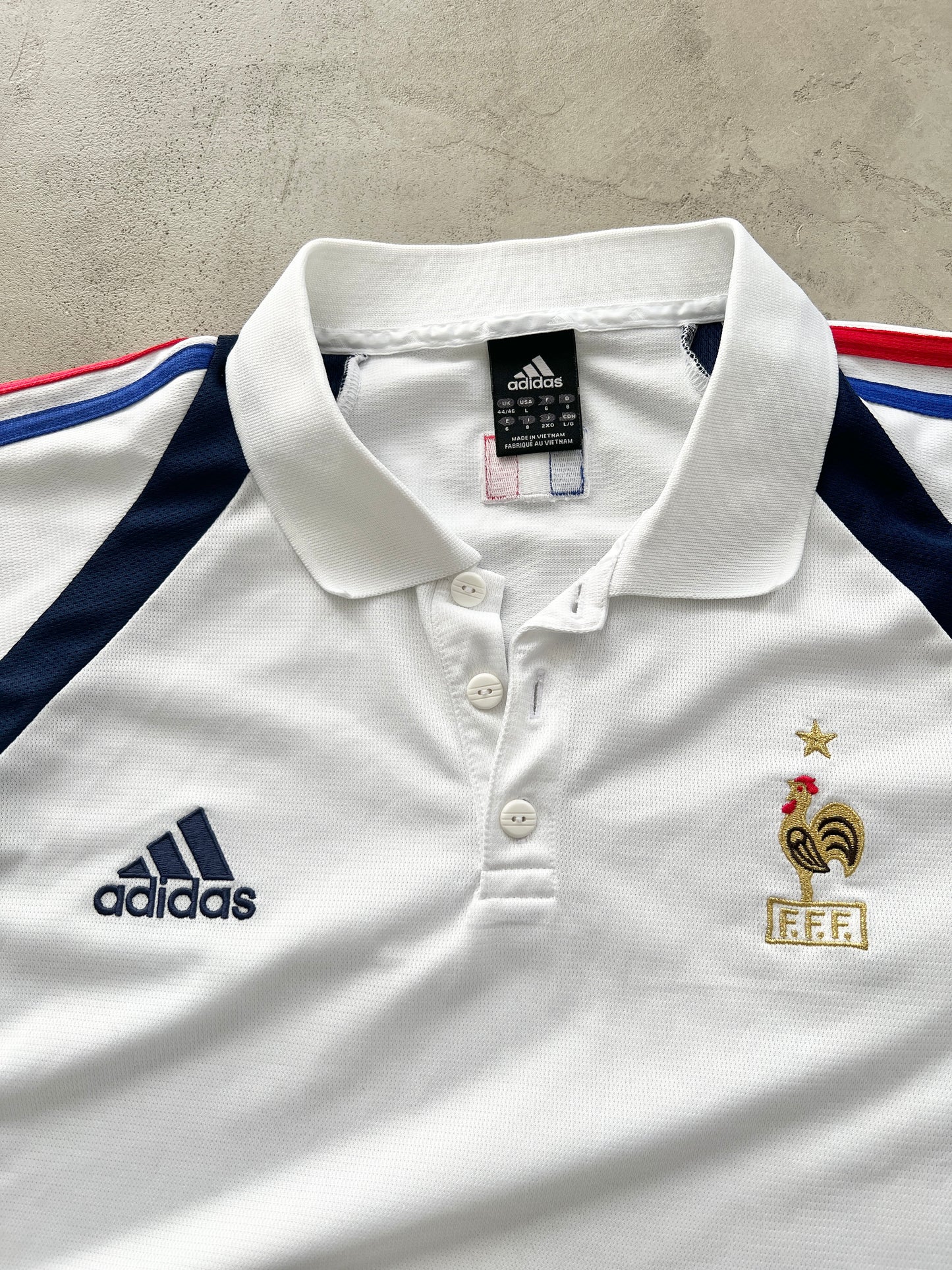 WHITE ADIDAS FRANCE POLO JERSEY - 2000S - XL