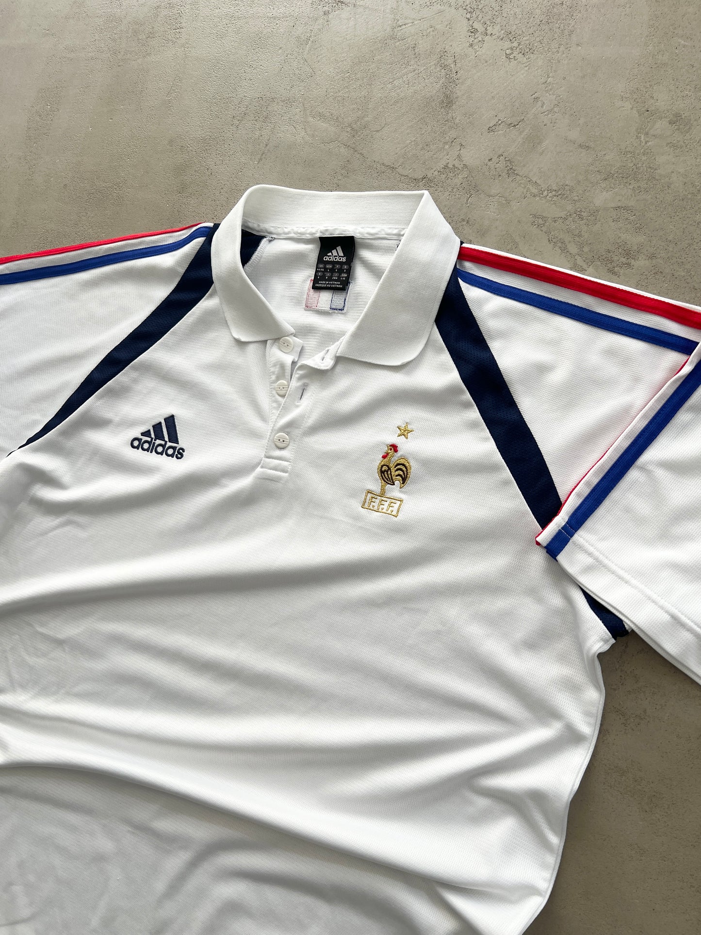 WHITE ADIDAS FRANCE POLO JERSEY - 2000S - XL