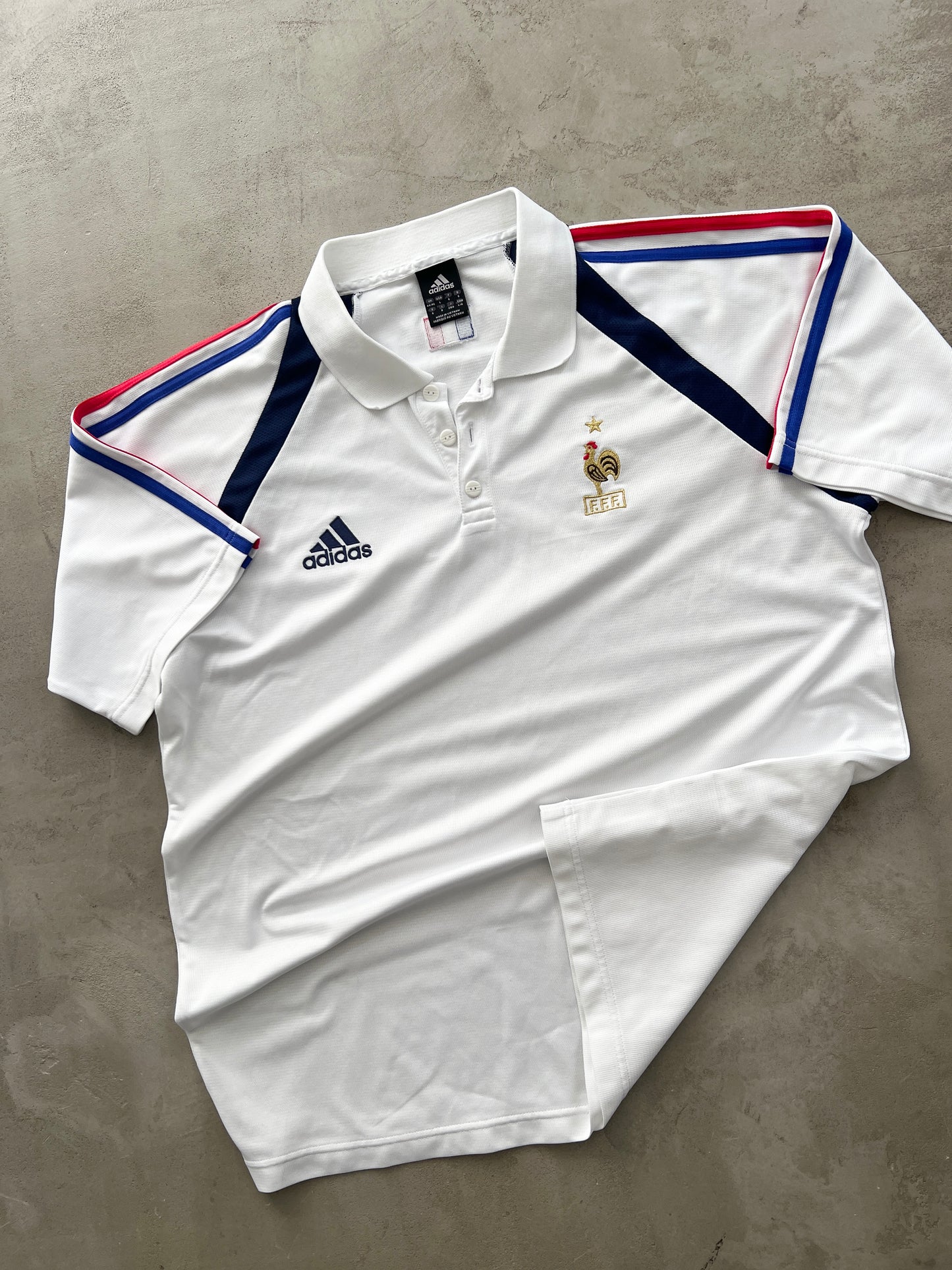 WHITE ADIDAS FRANCE POLO JERSEY - 2000S - XL