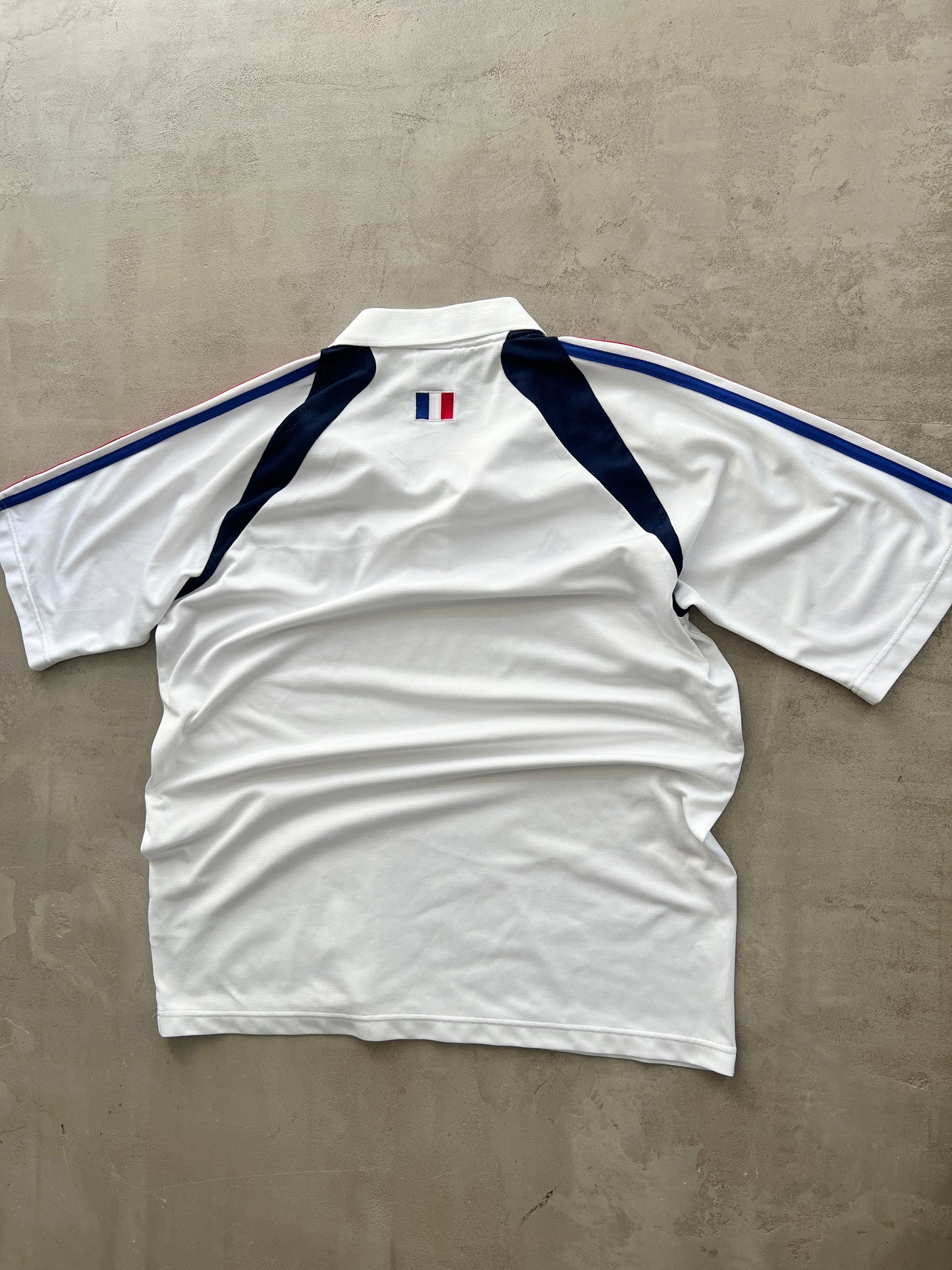 WHITE ADIDAS FRANCE POLO JERSEY - 2000S - XL