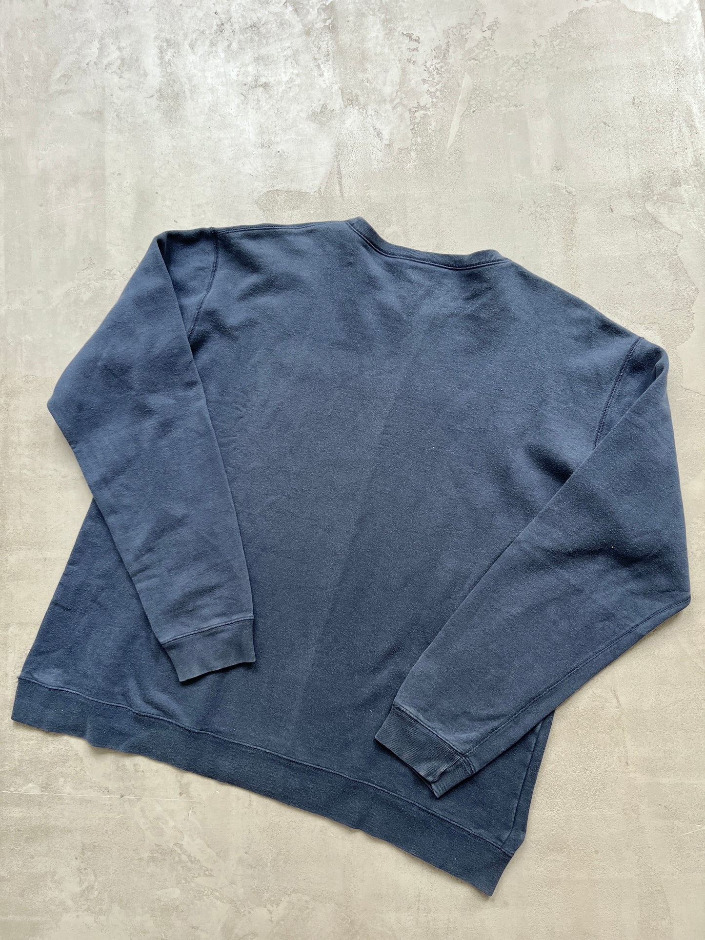 FADED GREY/NAVY PORSCHE SWEATER - 1990S - XL