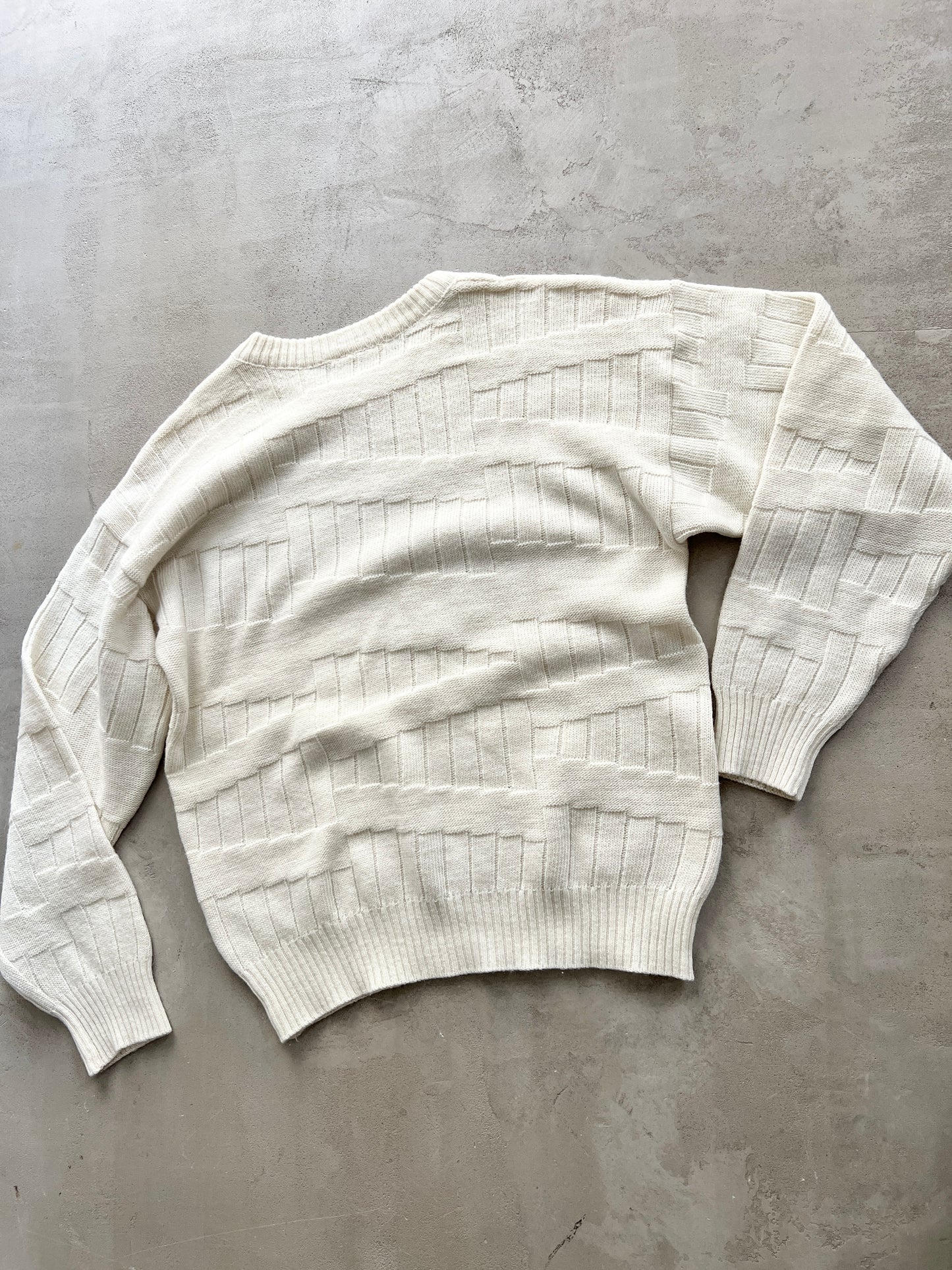 LIGHT BEIGE LACOSTE KNIT SWEATER - 2000S - S/XS