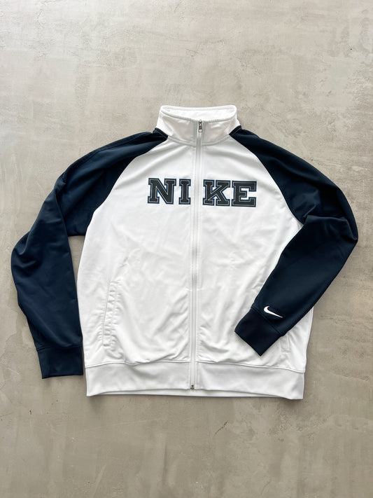 WHITE/NAVY NIKE TRACK JACKET - 2000S - XL