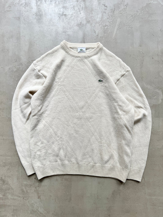 LIGHT BEIGE LACOSTE KNIT SWEATER - 2000S