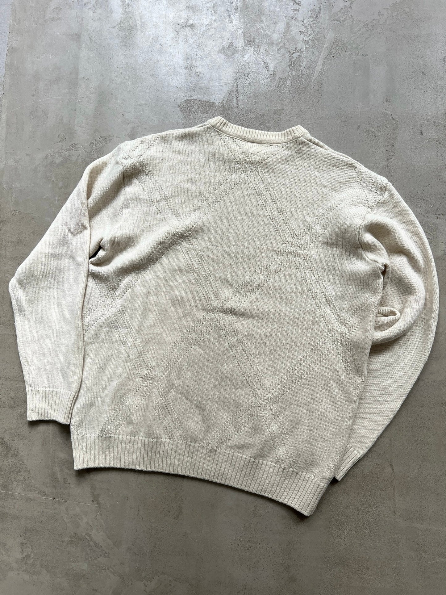 LIGHT BEIGE LACOSTE KNIT SWEATER - 2000S