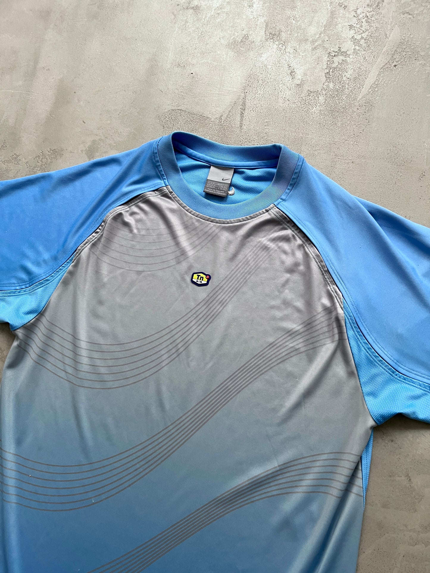 GREY/BABY BLUE NIKE TN TEE - 2000S - L/M