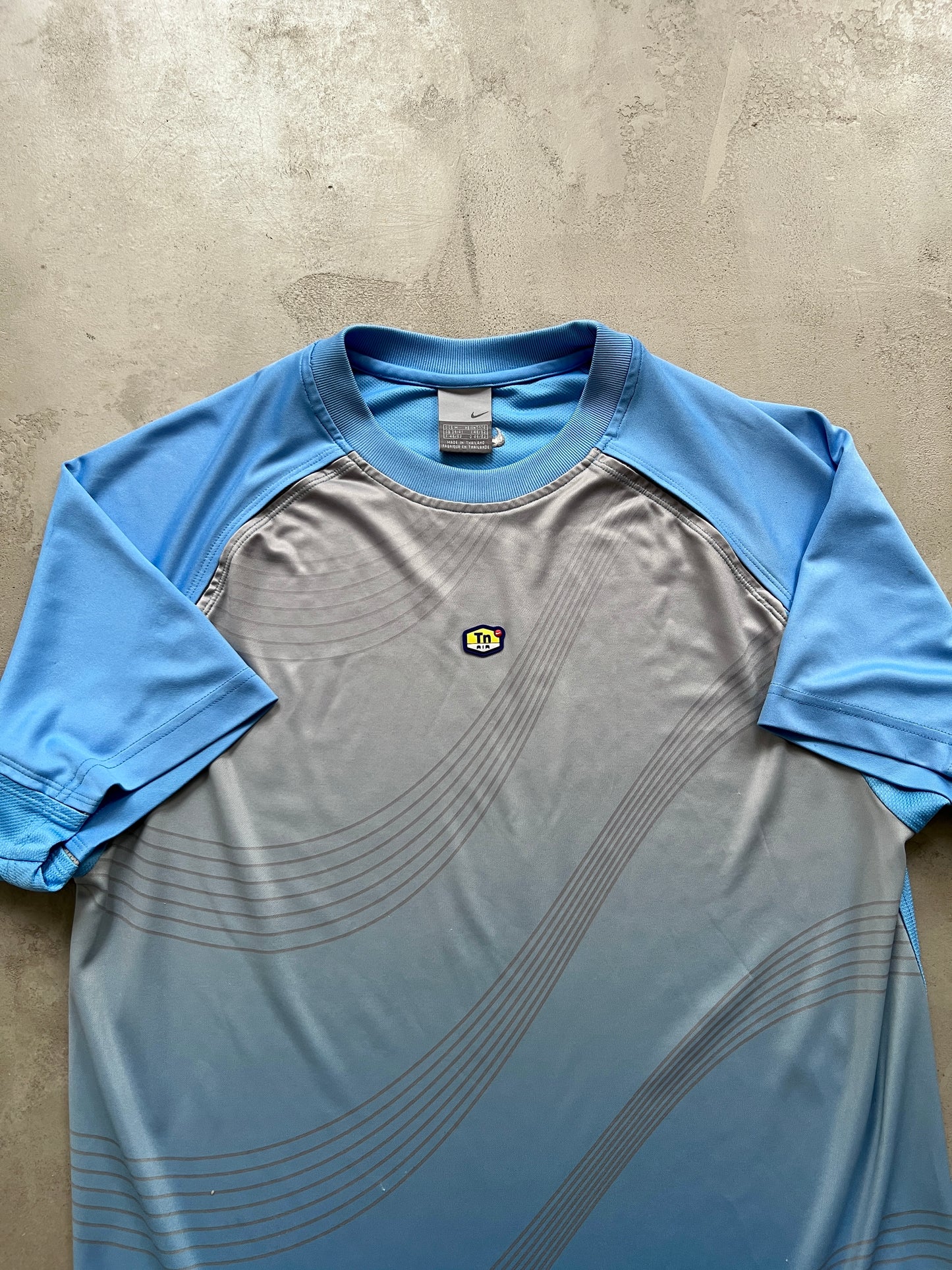 GREY/BABY BLUE NIKE TN TEE - 2000S - L/M