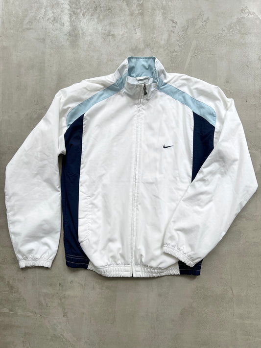 WHITE/BABY BLUE NIKE TRACK JACKET - 2000S - M