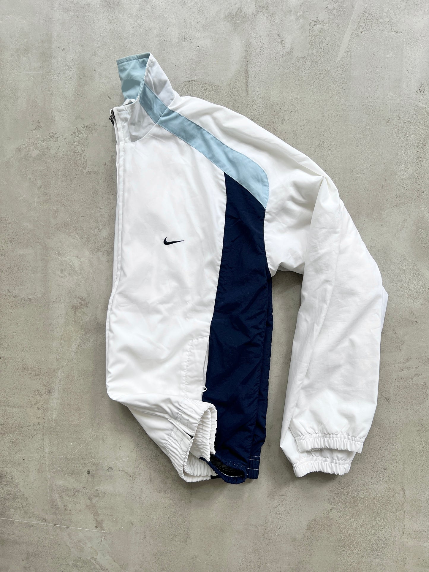 WHITE/BABY BLUE NIKE TRACK JACKET - 2000S - M