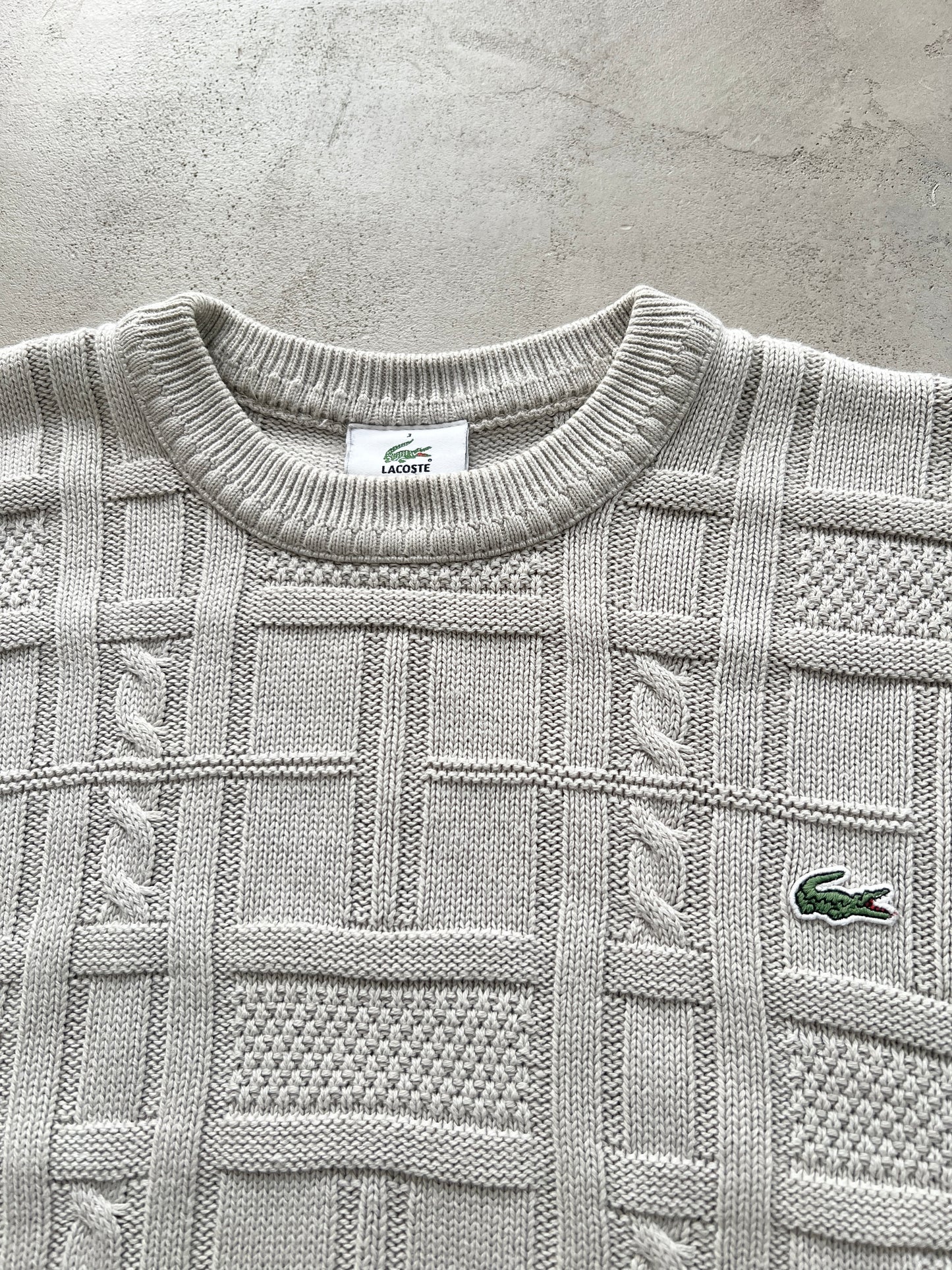 CREME LACOSTE KNIT SWEATER - S/XS