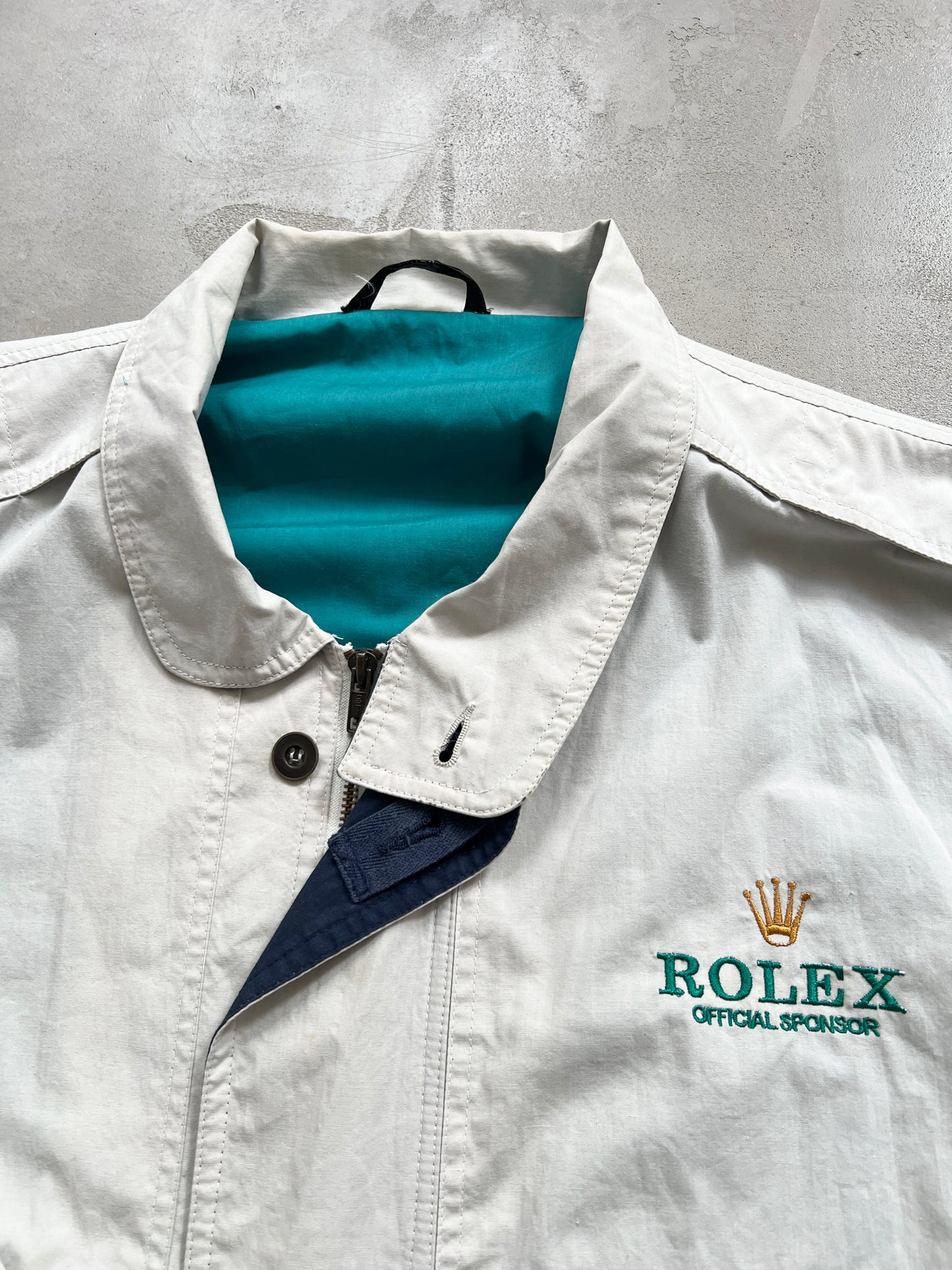 BEIGE ROLEX YACHT/SAILING JACKET - 1990S - L