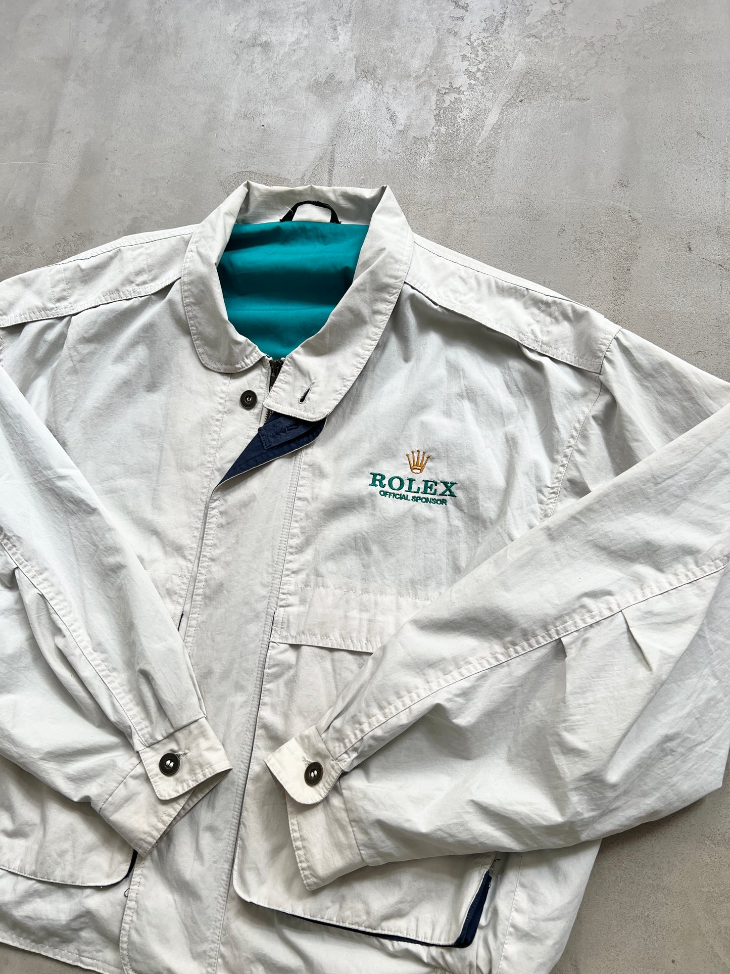 BEIGE ROLEX YACHT/SAILING JACKET - 1990S - L