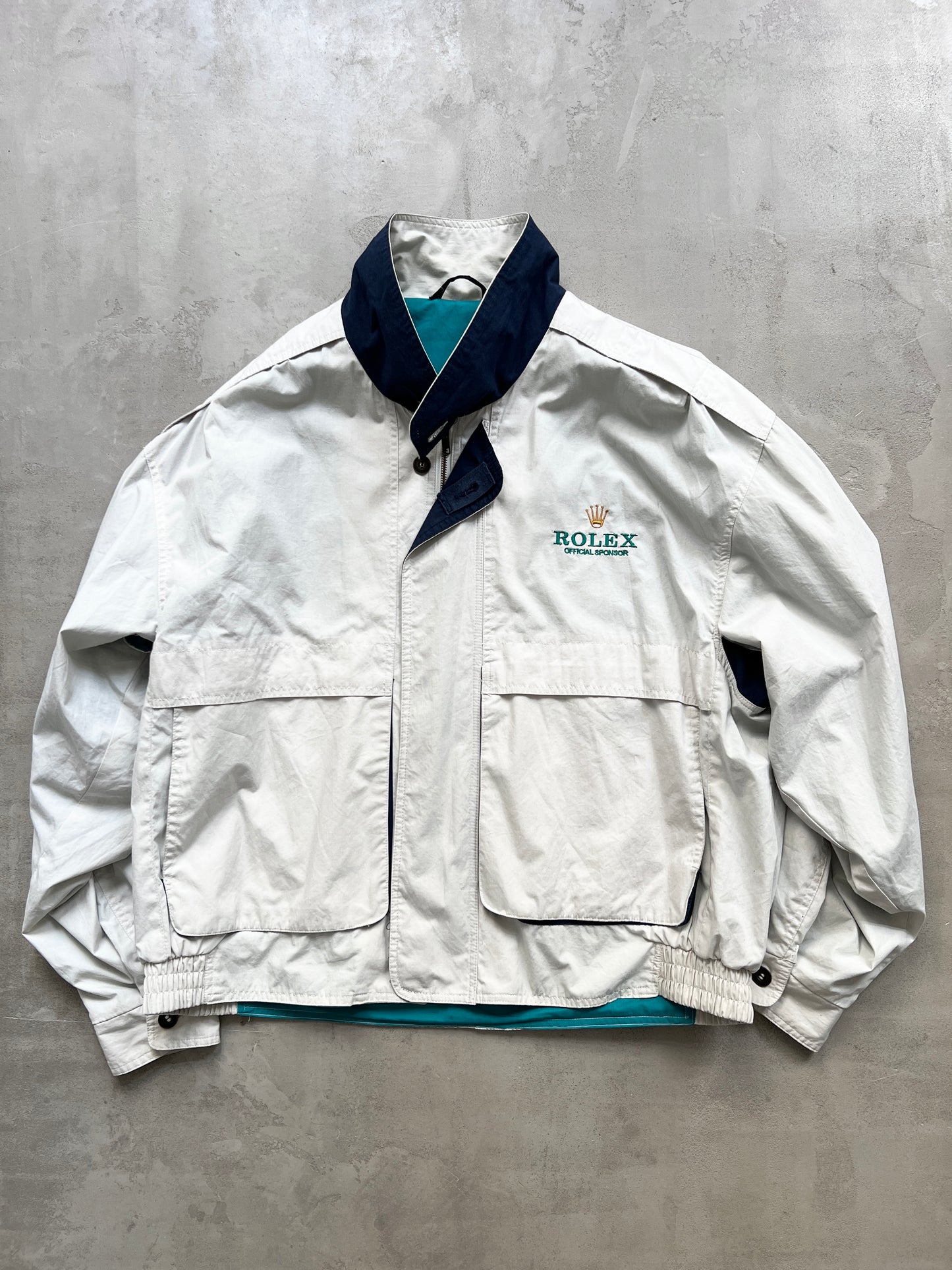 BEIGE ROLEX YACHT/SAILING JACKET - 1990S - L