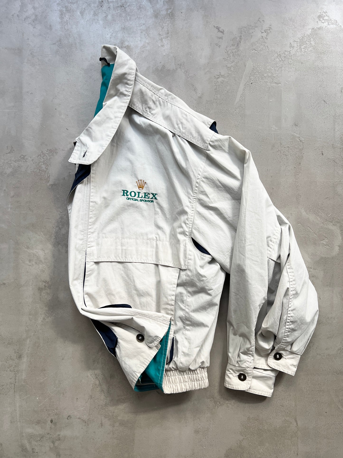 BEIGE ROLEX YACHT/SAILING JACKET - 1990S - L