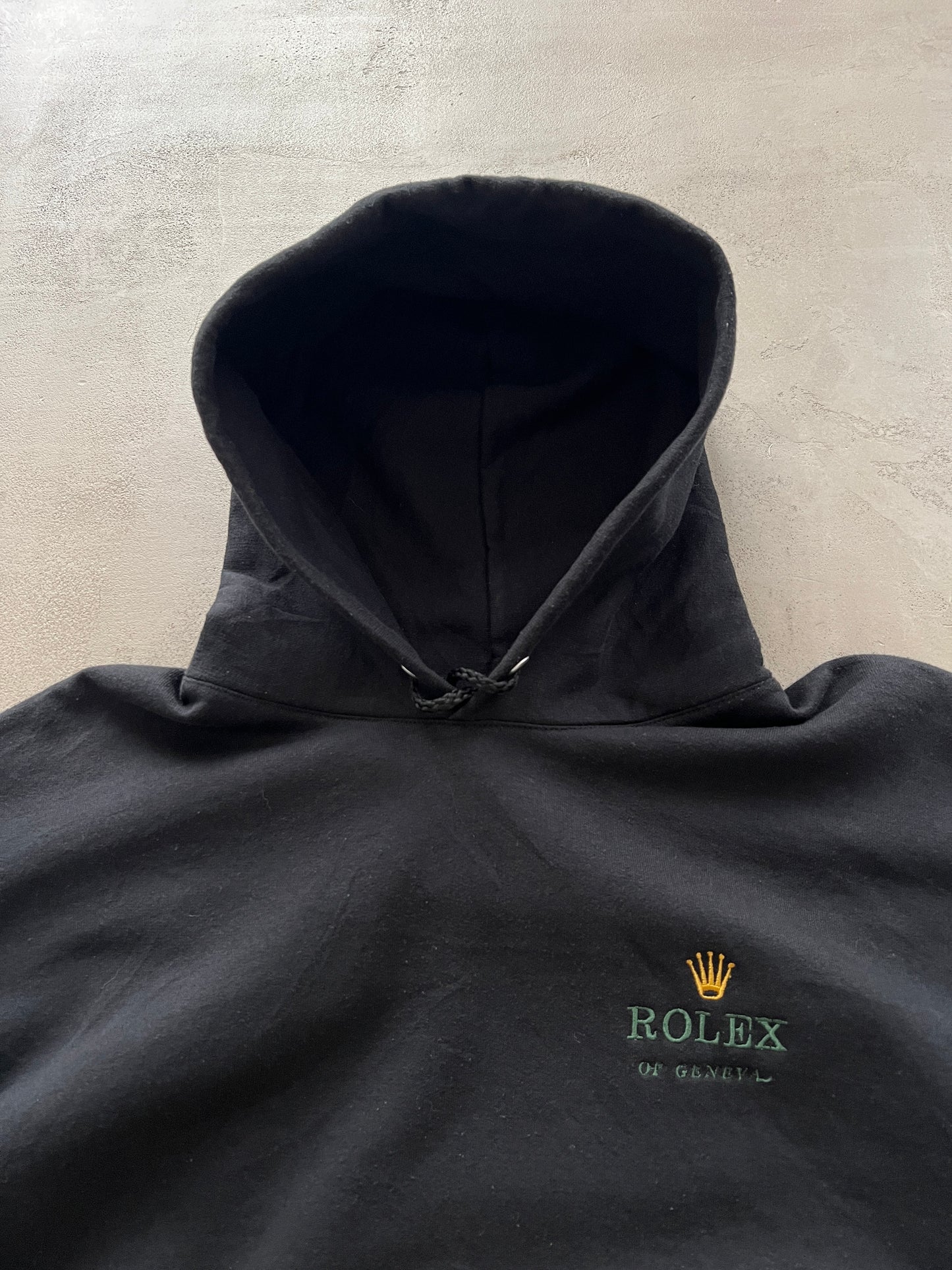 BLACK ROLEX HOODIE - 2000S - M