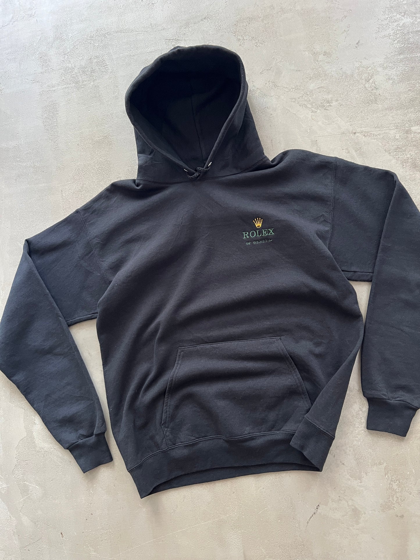 BLACK ROLEX HOODIE - 2000S - M