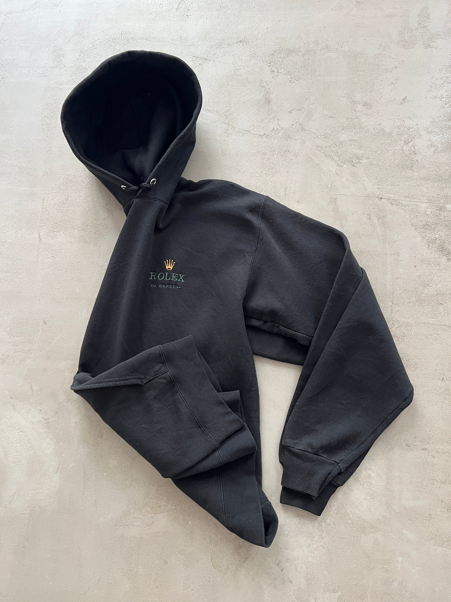 BLACK ROLEX HOODIE - 2000S - M