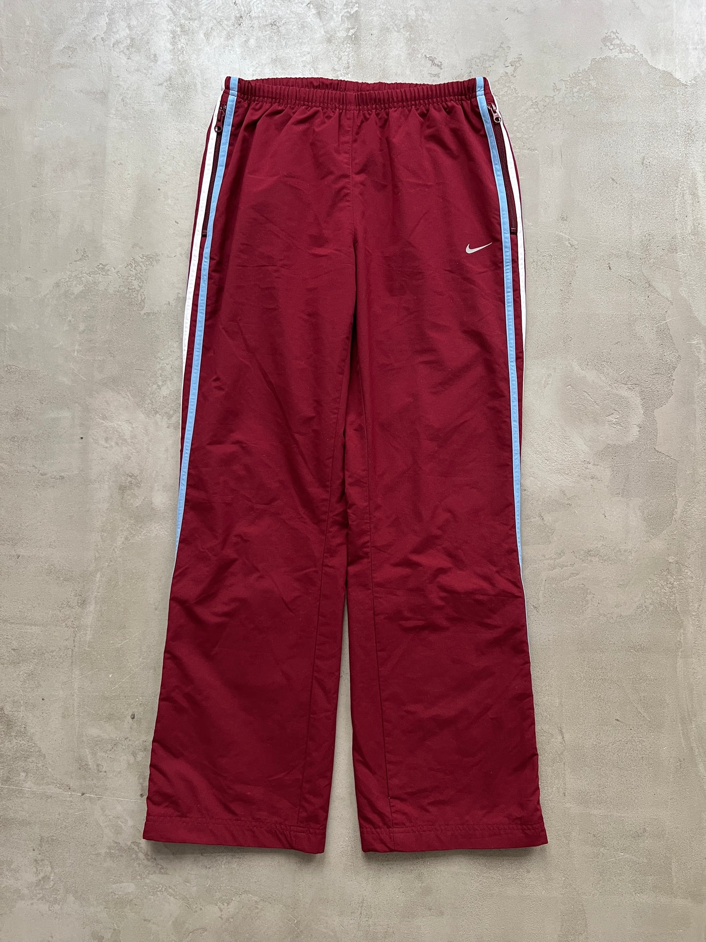 WINE RED NIKE TRACK PANTS - 2000S - S/M