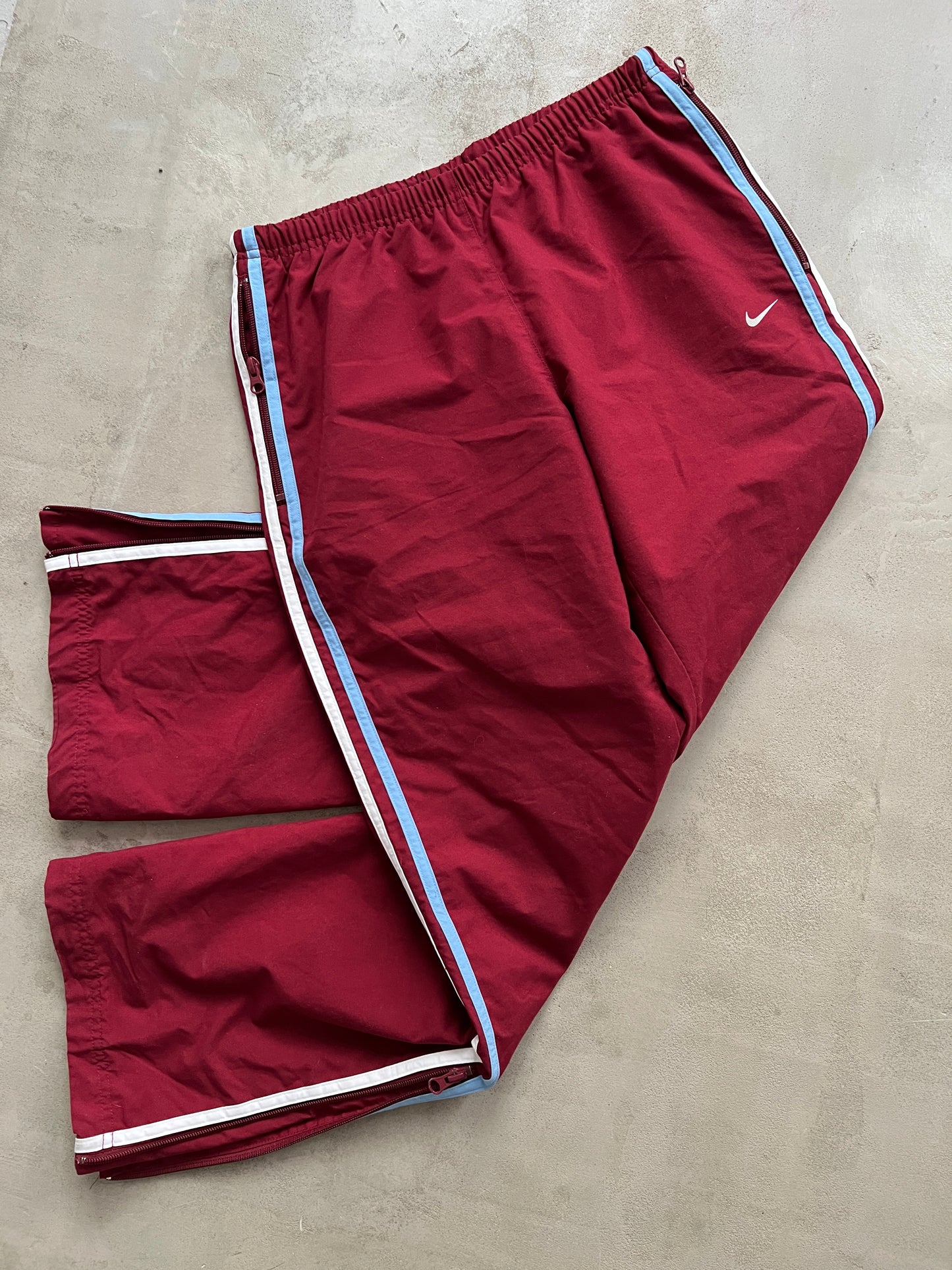 WINE RED NIKE TRACK PANTS - 2000S - S/M