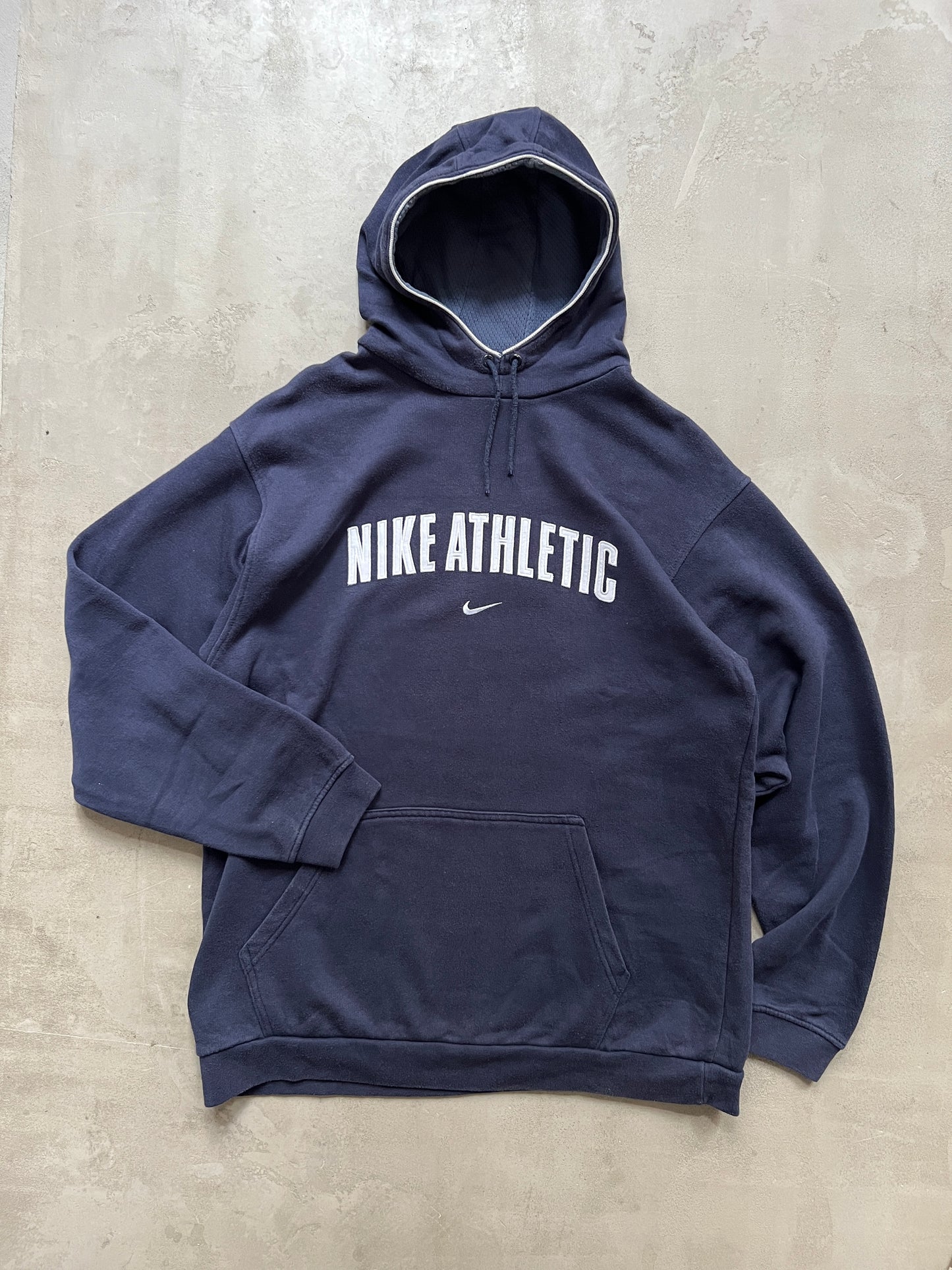 NAVY NIKE ATHLETIC HOODIE - 2000S - L