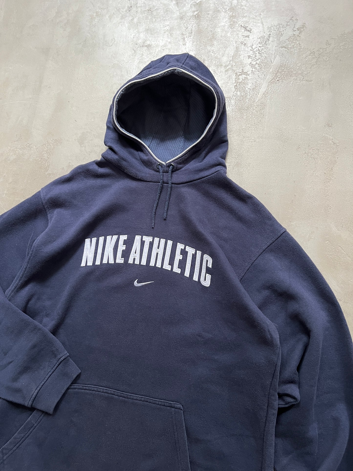 NAVY NIKE ATHLETIC HOODIE - 2000S - L