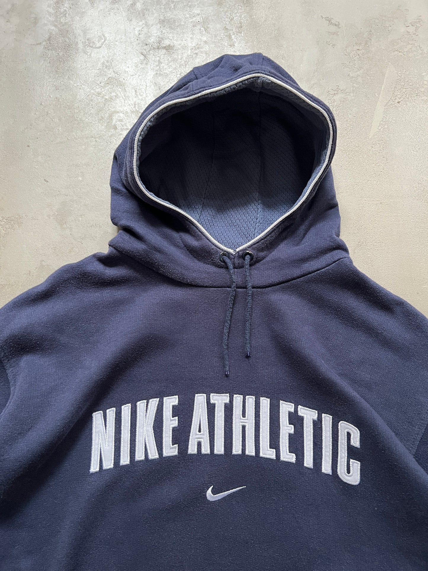 NAVY NIKE ATHLETIC HOODIE - 2000S - L