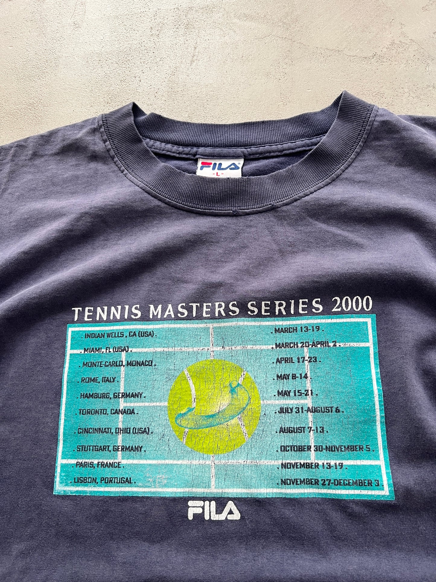 FADED NAVY FILA TENNIS TEE - 2000S - XL