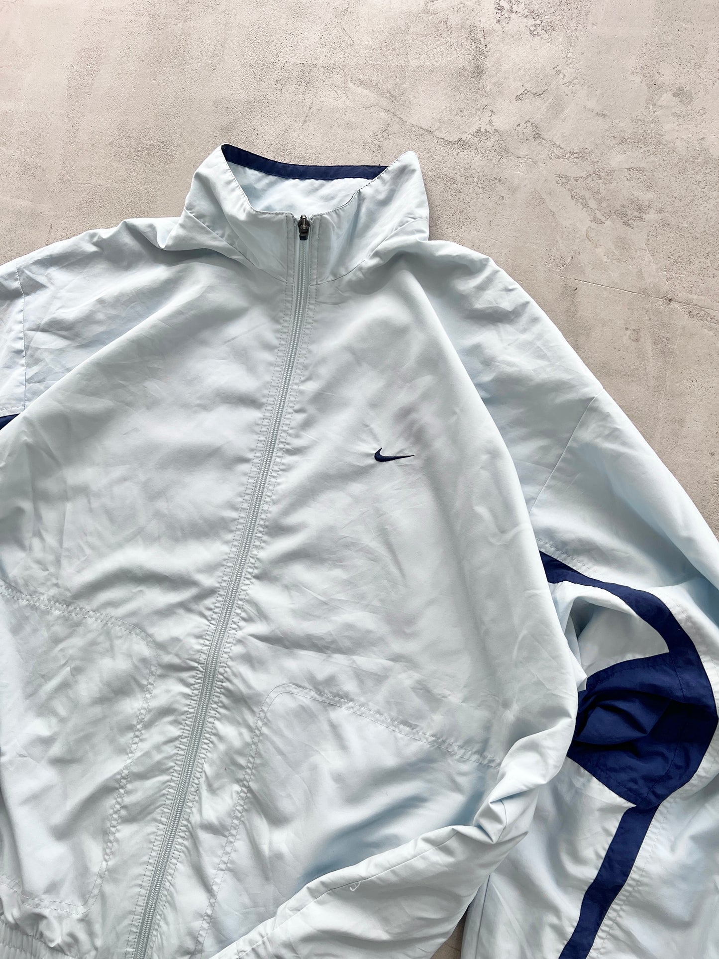 BABY BLUE NIKE TRACK JACKET - 2000S - XXL