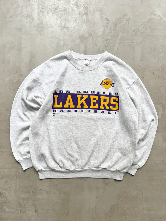 GREY LA LAKERS SWEATER - 1990S - L/M