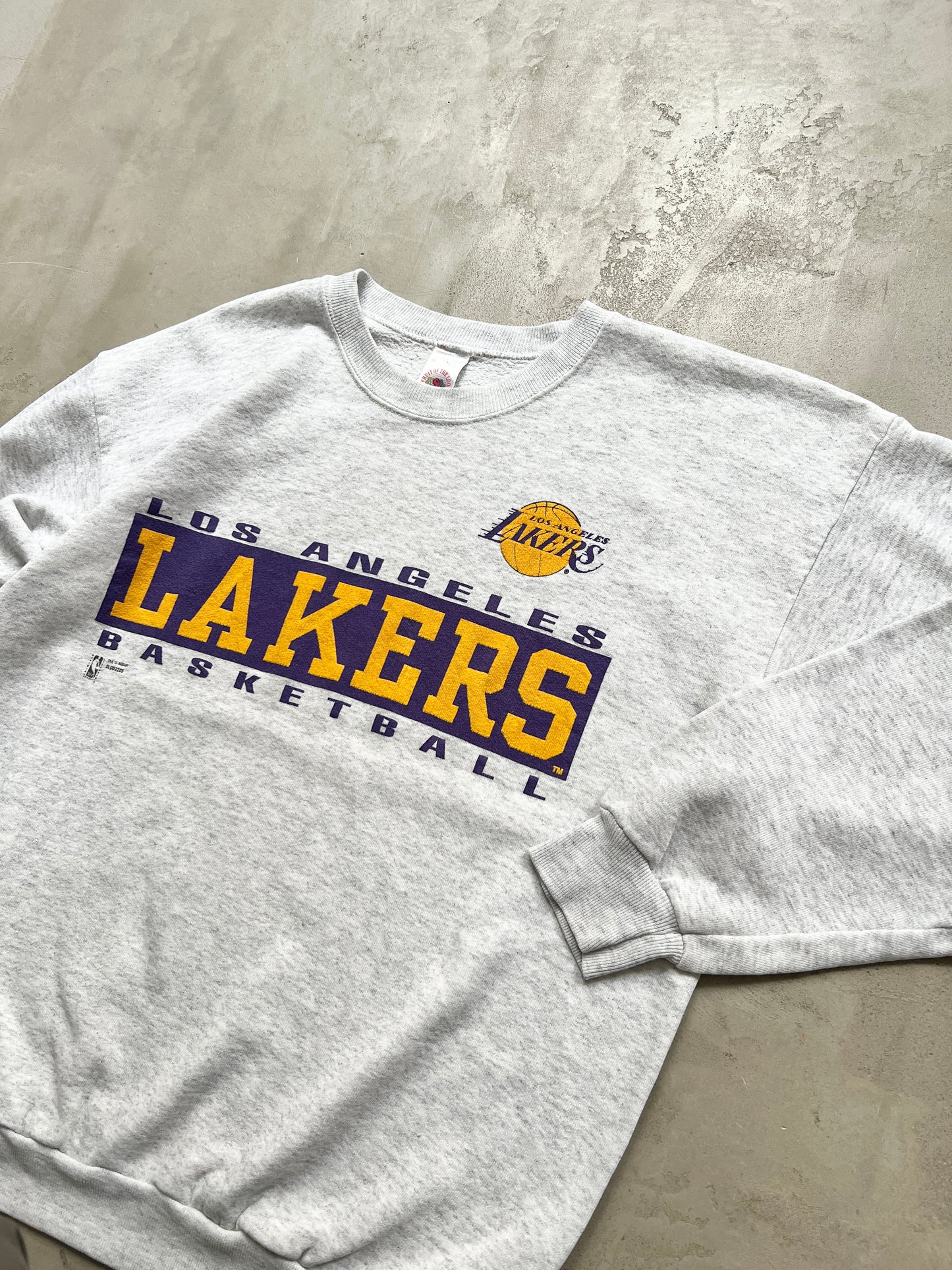 GREY LA LAKERS SWEATER - 1990S - L/M