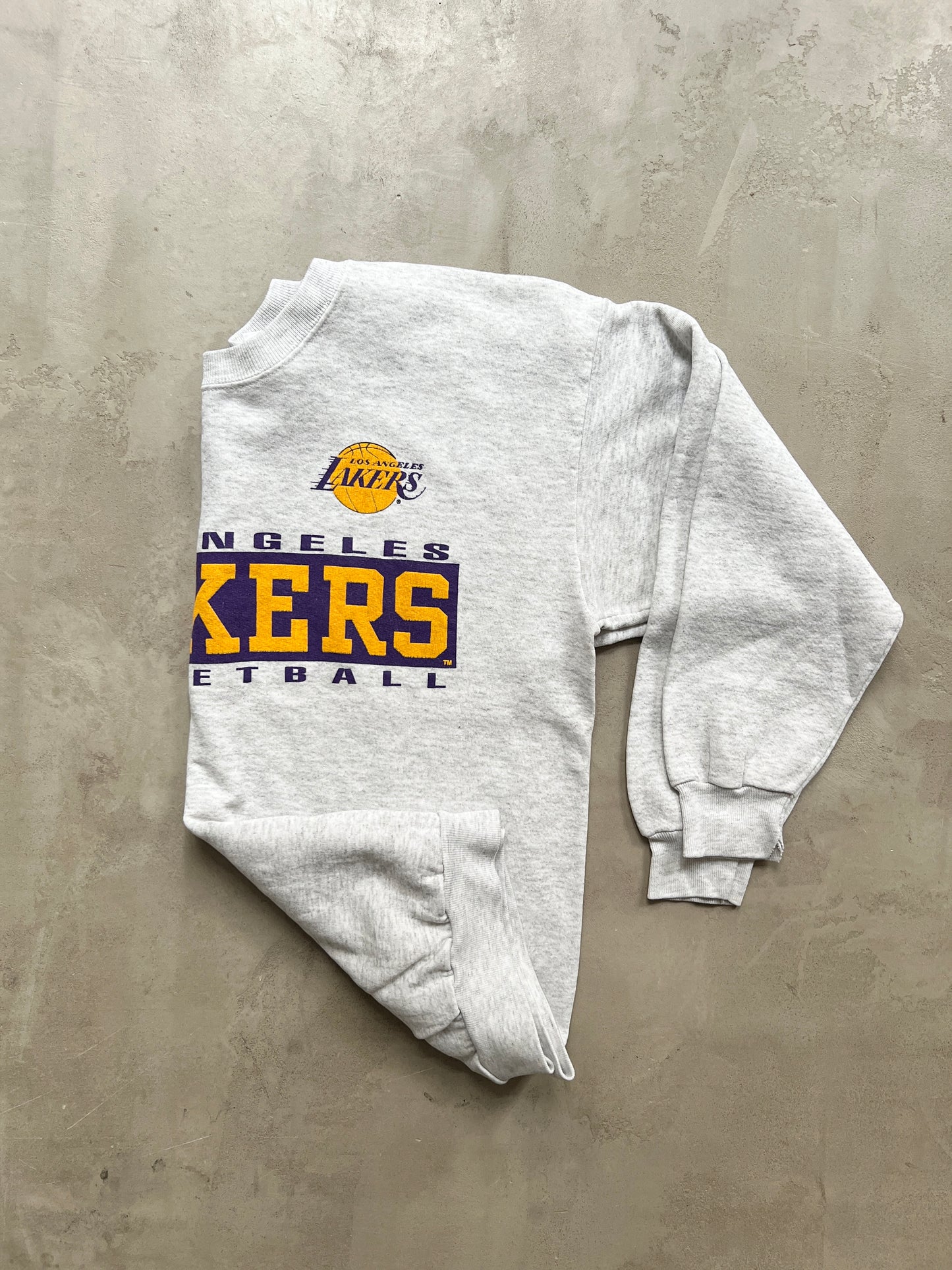 GREY LA LAKERS SWEATER - 1990S - L/M