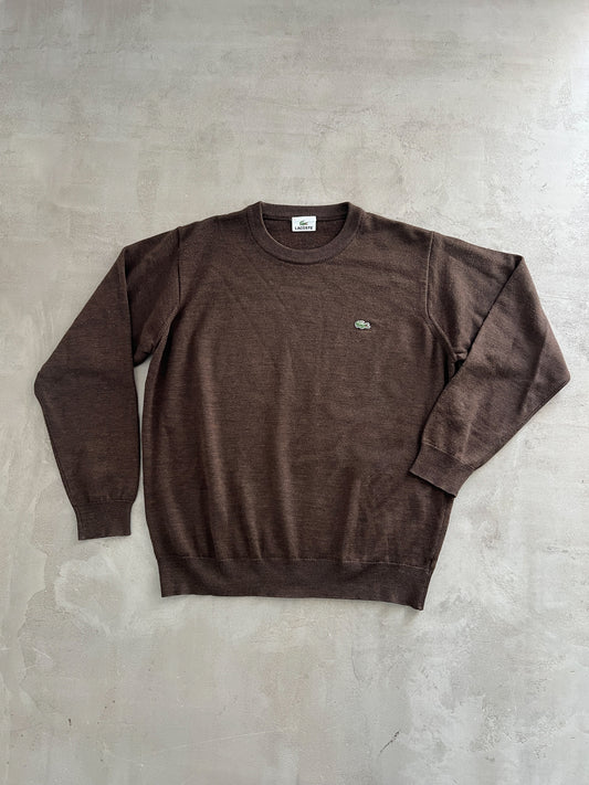 MOCHA LACOSTE KNIT SWEATER - 2000S - S