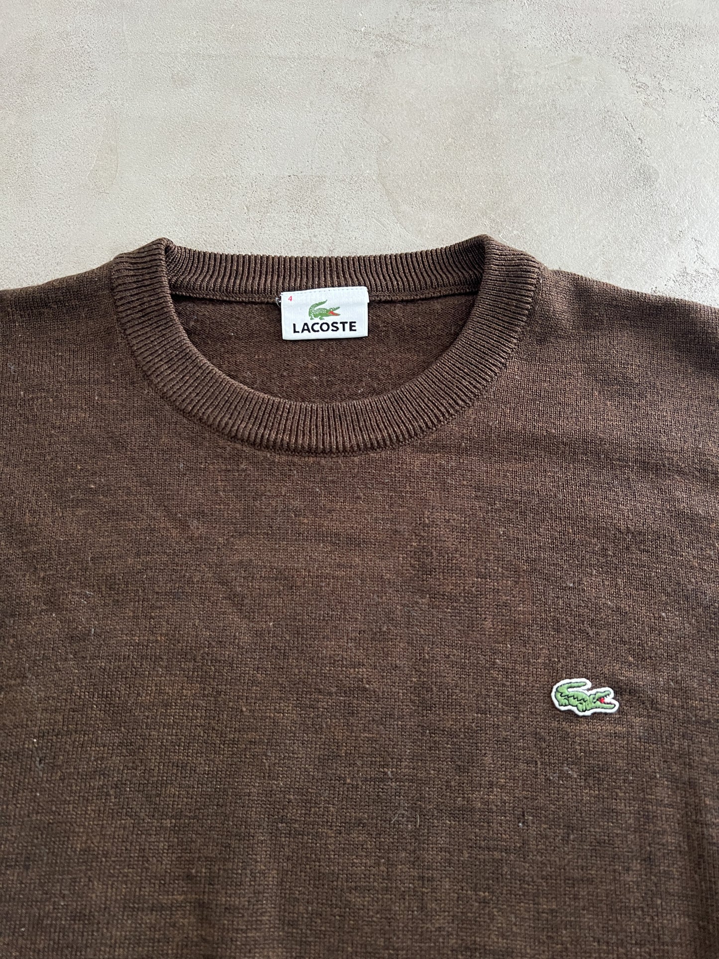 MOCHA LACOSTE KNIT SWEATER - 2000S - S