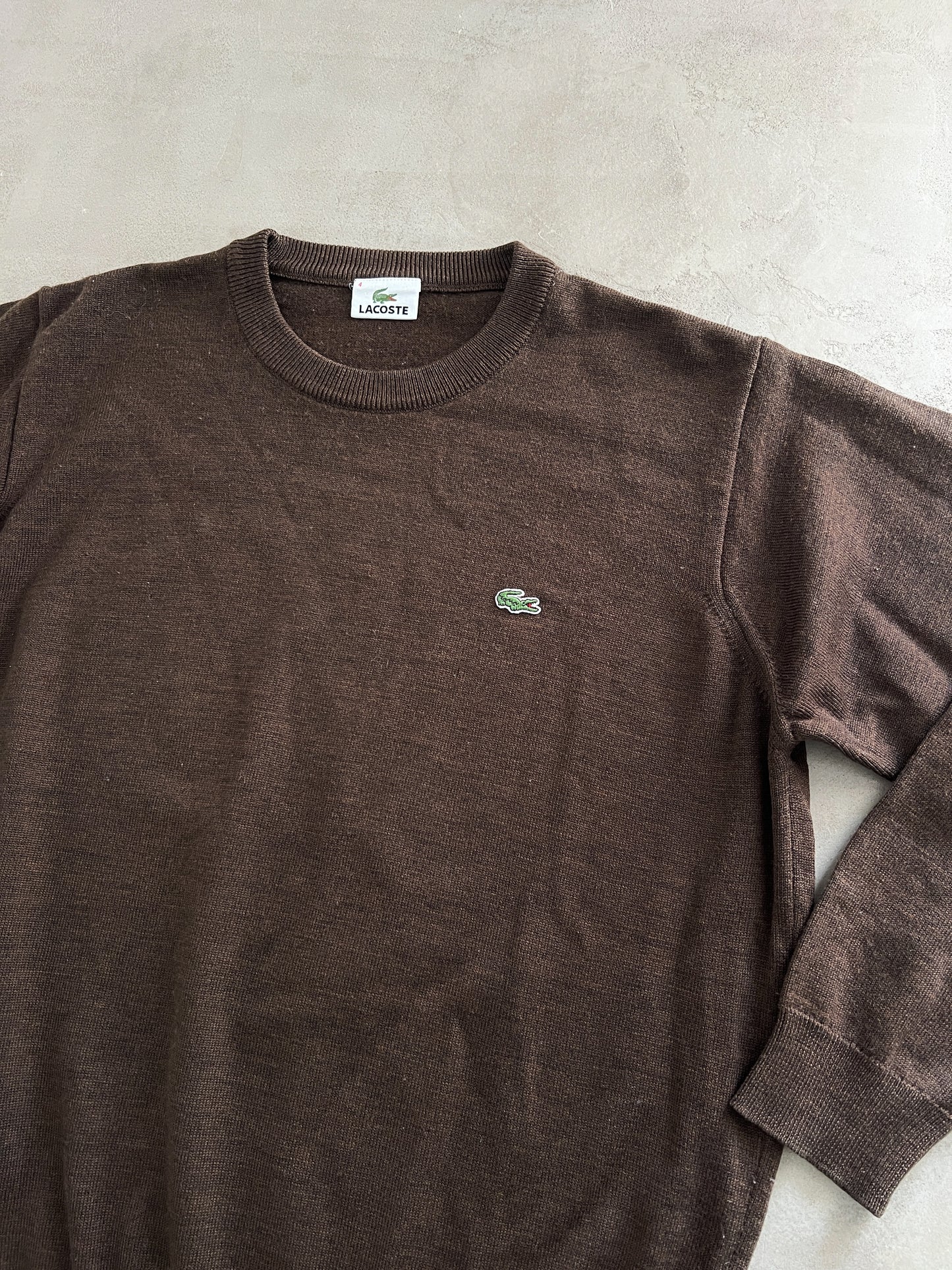 MOCHA LACOSTE KNIT SWEATER - 2000S - S