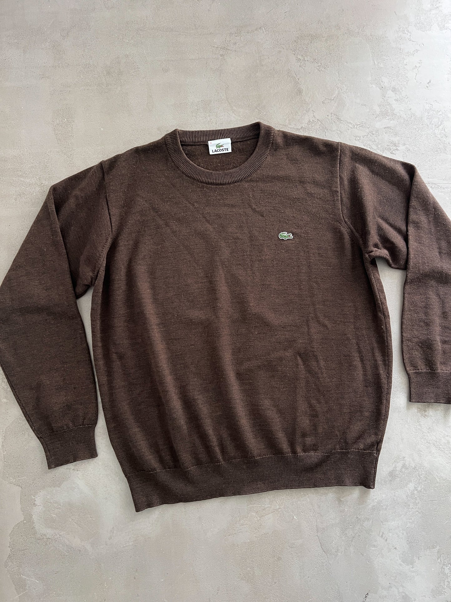 MOCHA LACOSTE KNIT SWEATER - 2000S - S